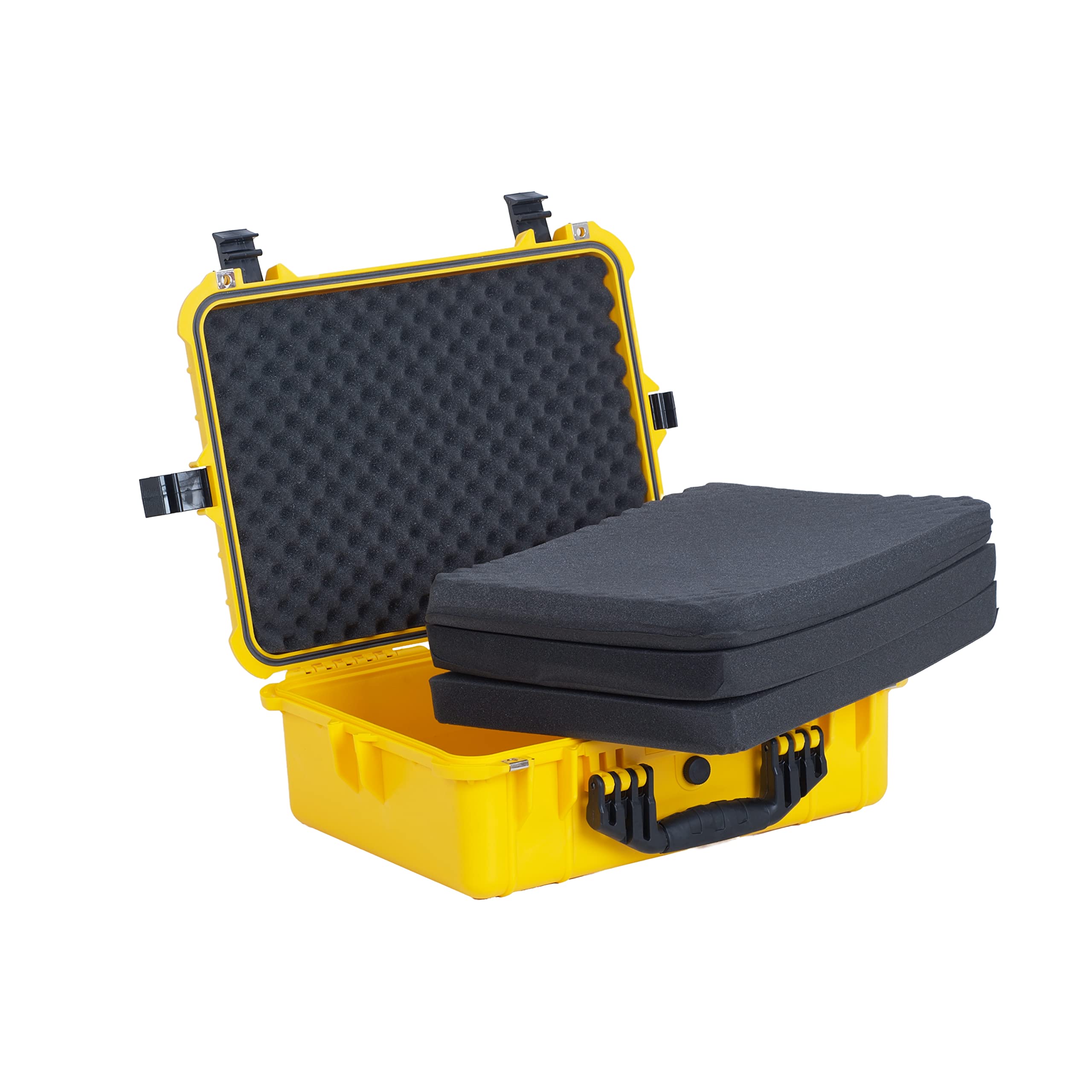 MEIJIA Funda rígida impermeable para cámara con espuma de ajuste personalizable, apta para drones, cámara, lente (amarillo, 19.7 x 15.8 x 7.4 pulgadas)