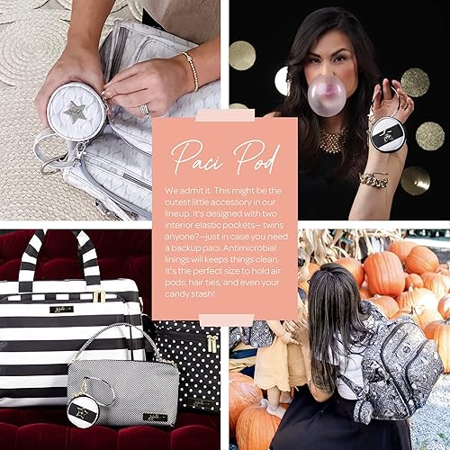 Miniatura 5 de JuJuBe  Soporte para chupete Paci Pod, clip Binky a bolsa de pañales o cochecito, dije de bolso, capacidad para 2 chupetes  Diamante punteado