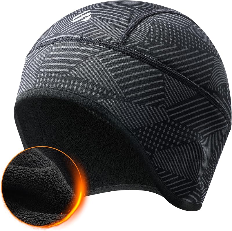 Winter Fleece Skull Cap Helmet Liner Thermal Beanie for Men Women | Lightweight Soft Under Hard Hat Stretchy Fitted Machine Washable for Skiing Running Cycling Outdoor Working