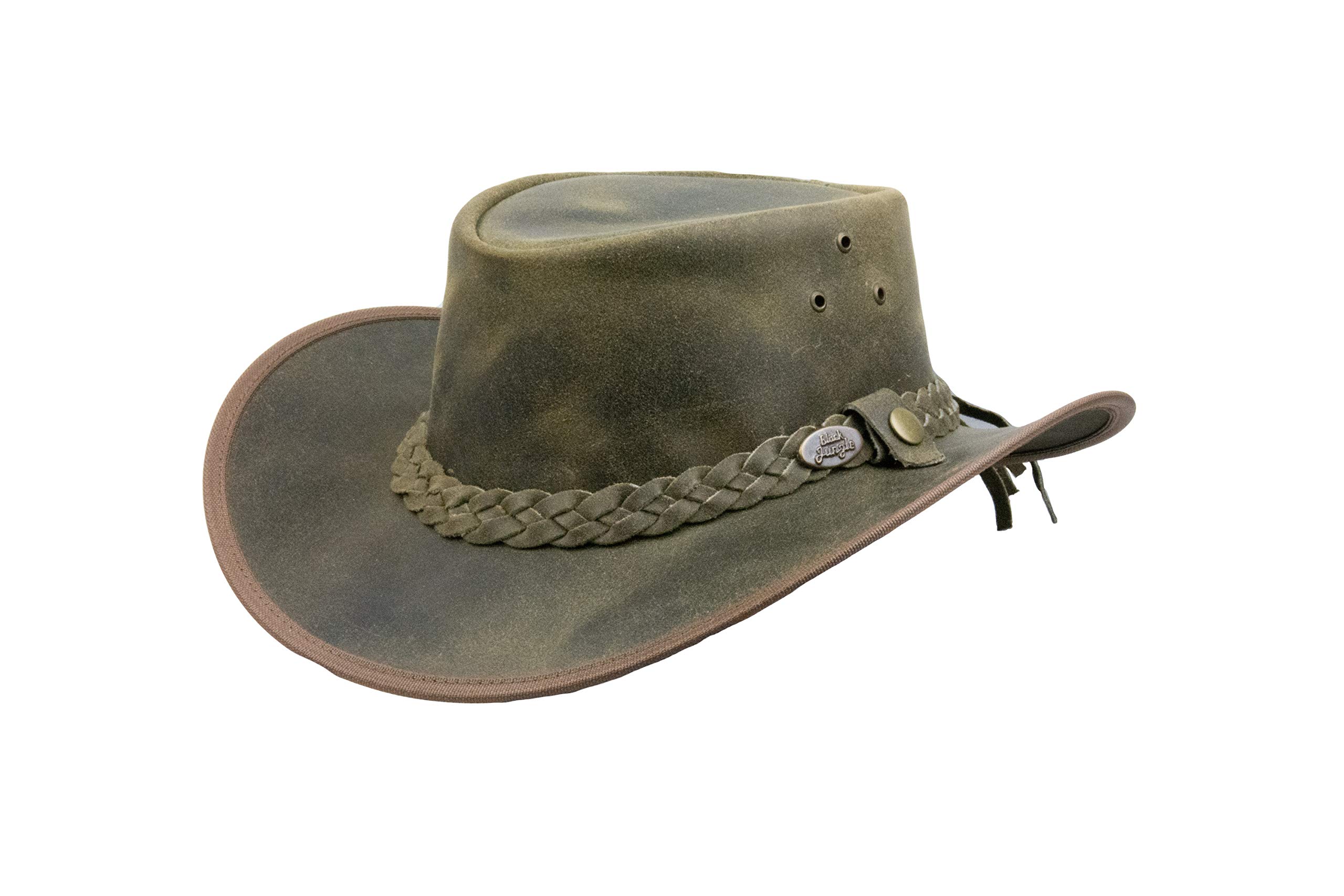 Black Jungle - Cappello in pelle Bulat, cappello australiano, stile cowboy