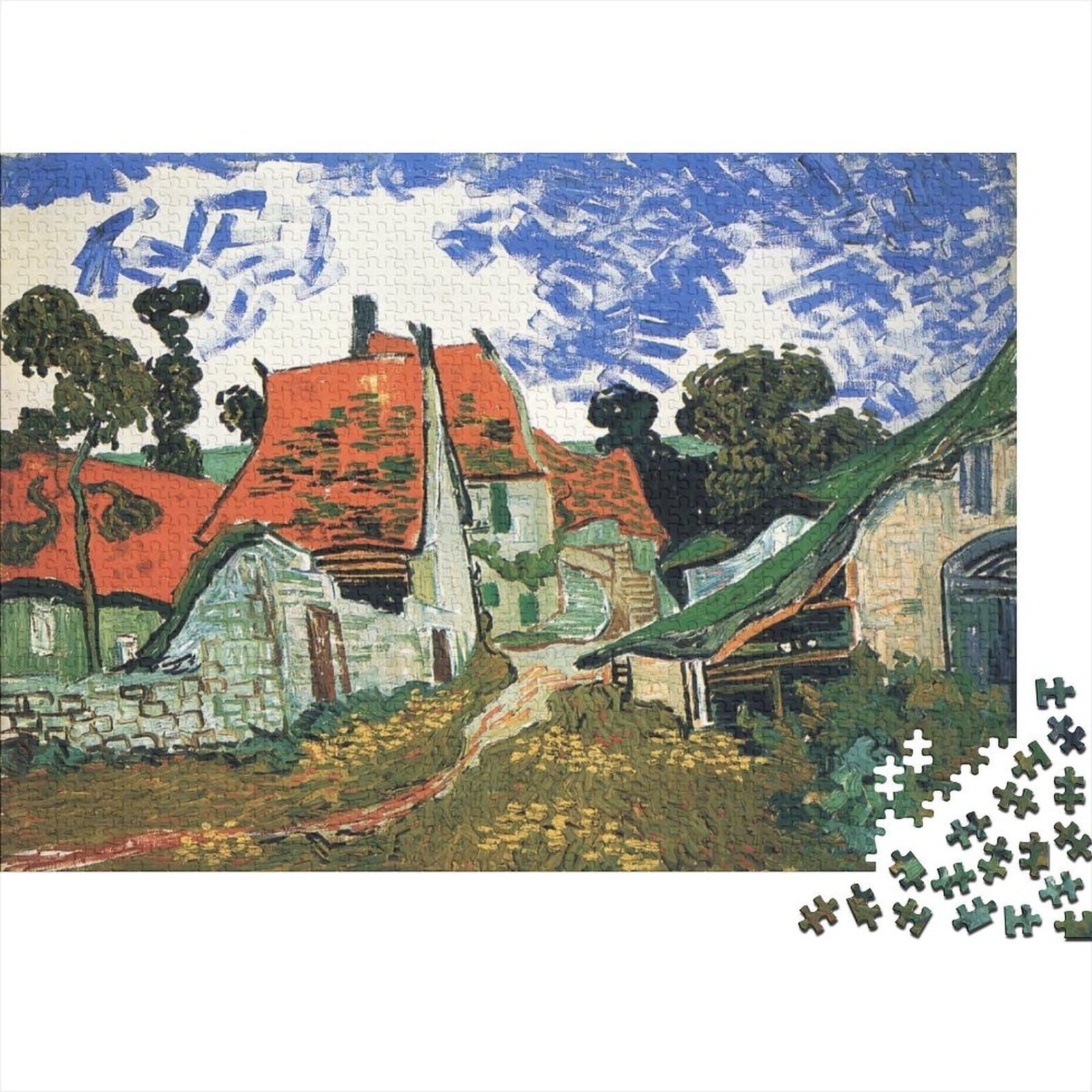 European Cottage Jigsaw Puzzles 1000 Pieces Recycled Material Snowy Mountain Adult Jigsaws Developing Children‘s Intelligence Parent Child Game Activity 38x26cm/1000pcs — image 1