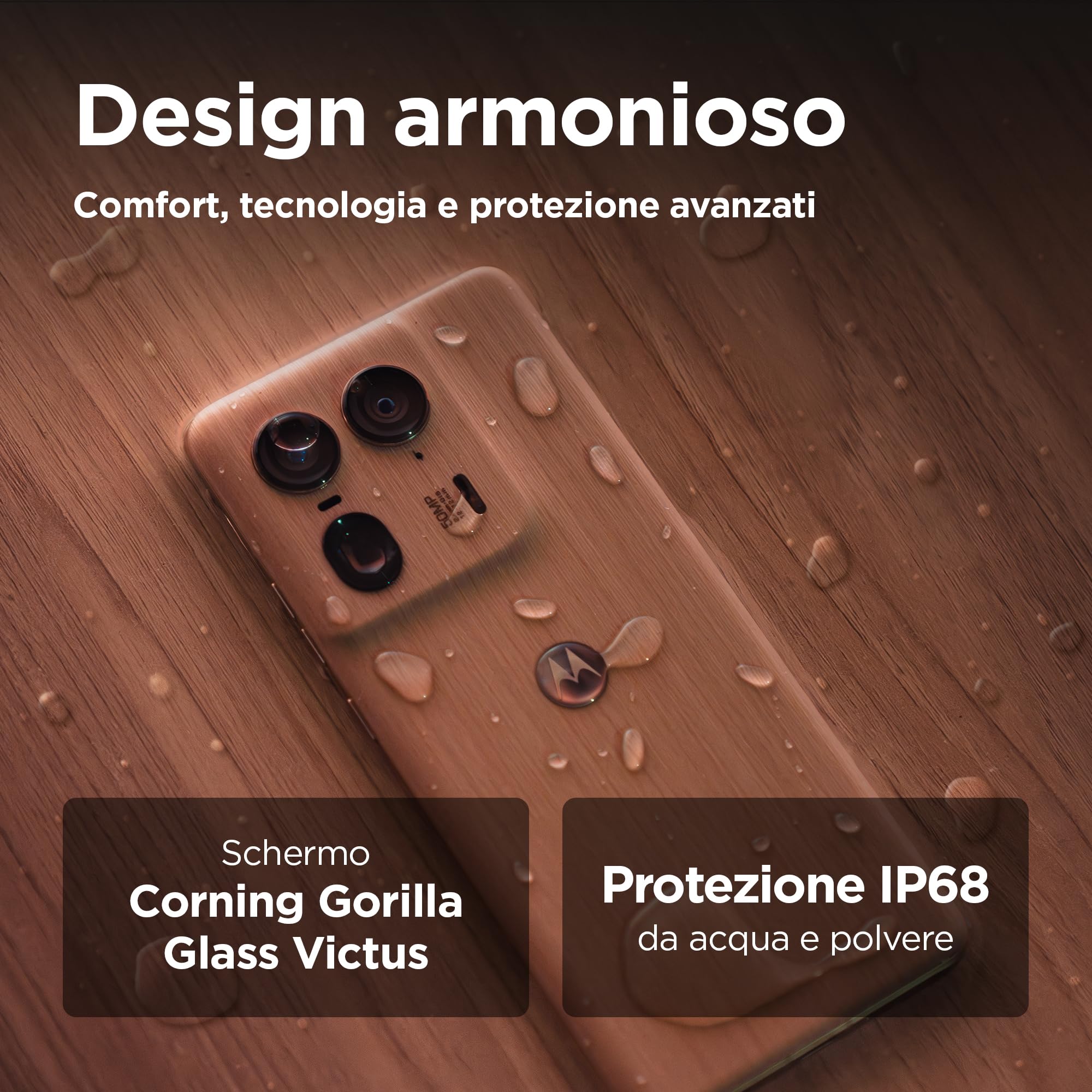 Motorola Moto Edge 50 Ultra(Display 6.67''pOLED 144Hz,Memoria16GB/1TB,Fotocamera50+50+64MP Al,4500mAh Turbo Power 125W,Dual SIM,IP68,NFC,caricatore da 125W cover in confezione,Android14),Nordic Wood