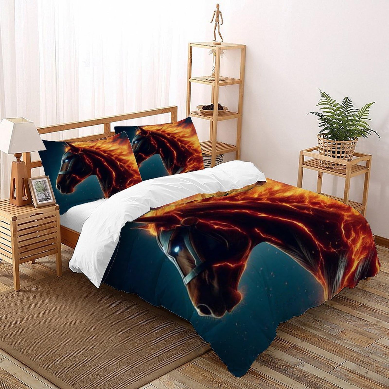 Parure de lit 260x220cm imprimée animaux sauvages avec housse de couette zippée
