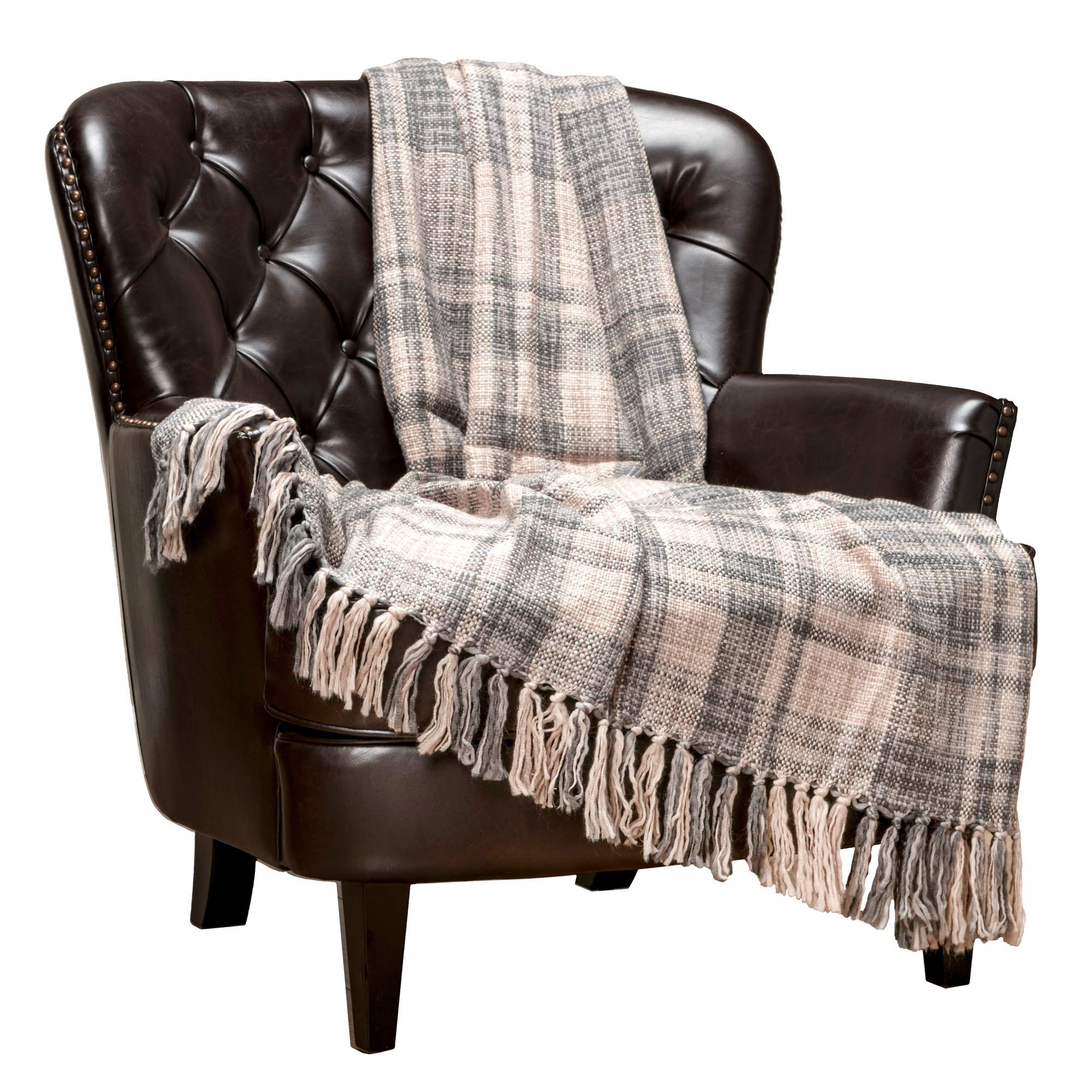 Amazon｜Chanasya ファームハウスパターン 格子柄 スローブランケット