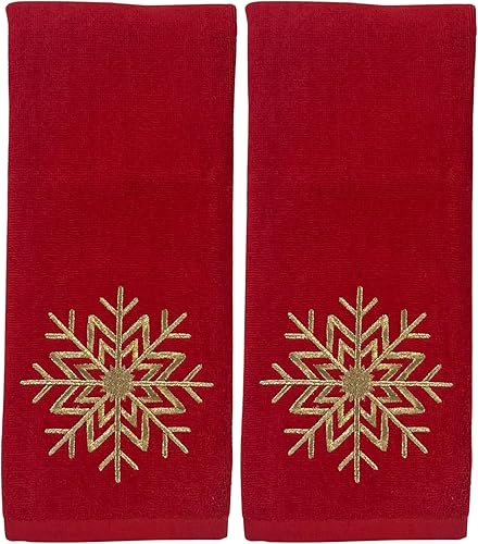 Miniatura 143 de Juego de 2 toallas de mano de baño de Navidad, color gris oscuro, 100% algodón, bordadas, diseño de copos de nieve, 16 x 25 pulgadas, toallas 24 Let