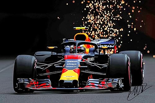 Miniatura 1 de Impresión en lienzo de XOTIKS Red Bull Racing F1 con autógrafo Max Verstappen preimpreso, arte fino en lienzo giclée, arte fotográfico, arte de