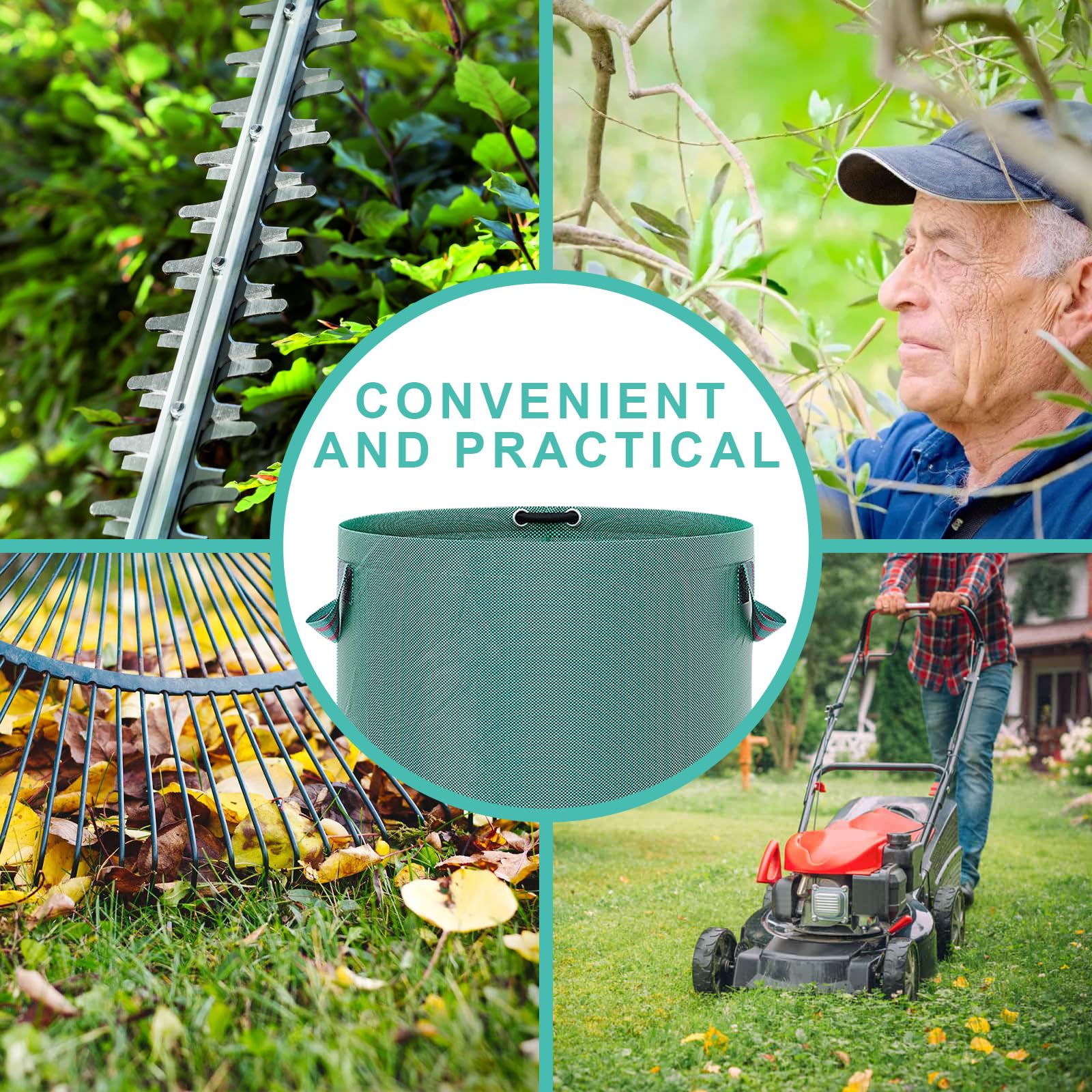 4X 500L Gartenabfallsack,Selbststehend Witterungsbeständig - Abwaschbar Stabile Gartensäcke Laubsack Gartensack für Grünabfälle mit Griffen für einfaches für Gras Laub Hecke Gartenabfall (4p)