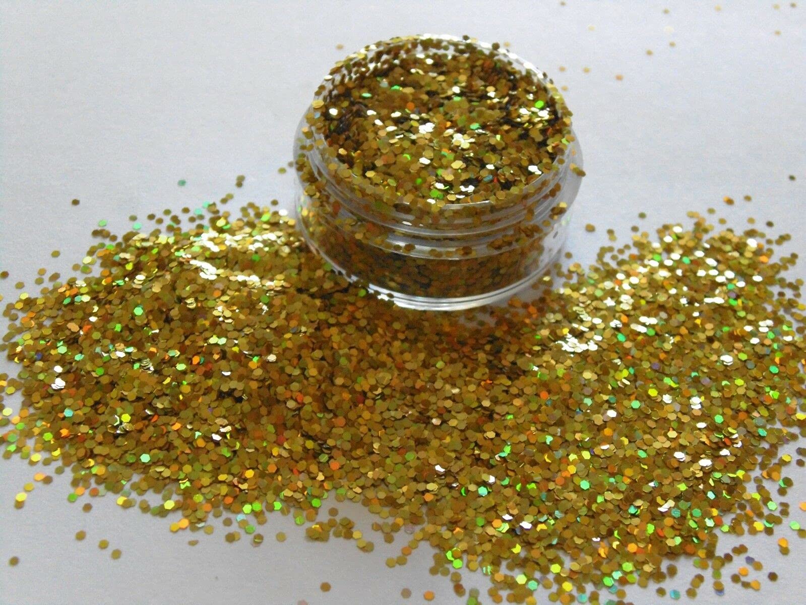 EliteKoopers 1MM Gold Holographic Glitter Cosmetic Chunky Nail Art Eye Festival Body Decorative Art & Craft Supply (10g)