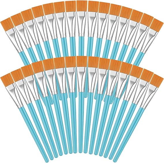 30 Pieces Paint Brushes Bulk Small Flat Top Paint Brush