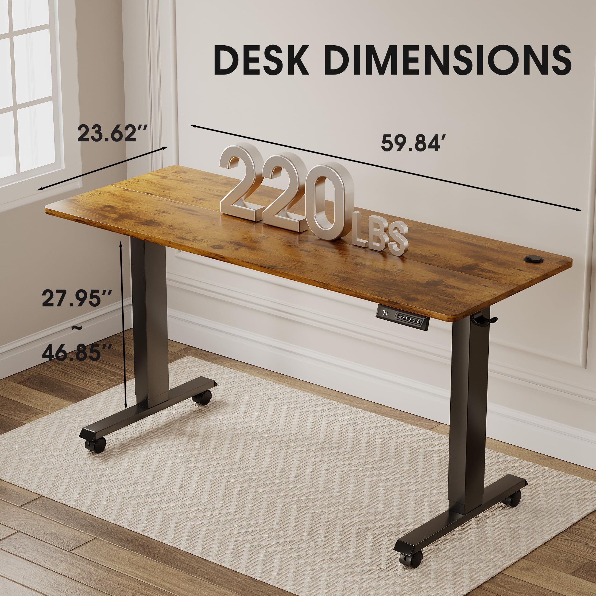 Snapklik.com : Shahoo Electric Standing Desk 60 Inch, Ergonomic Height ...