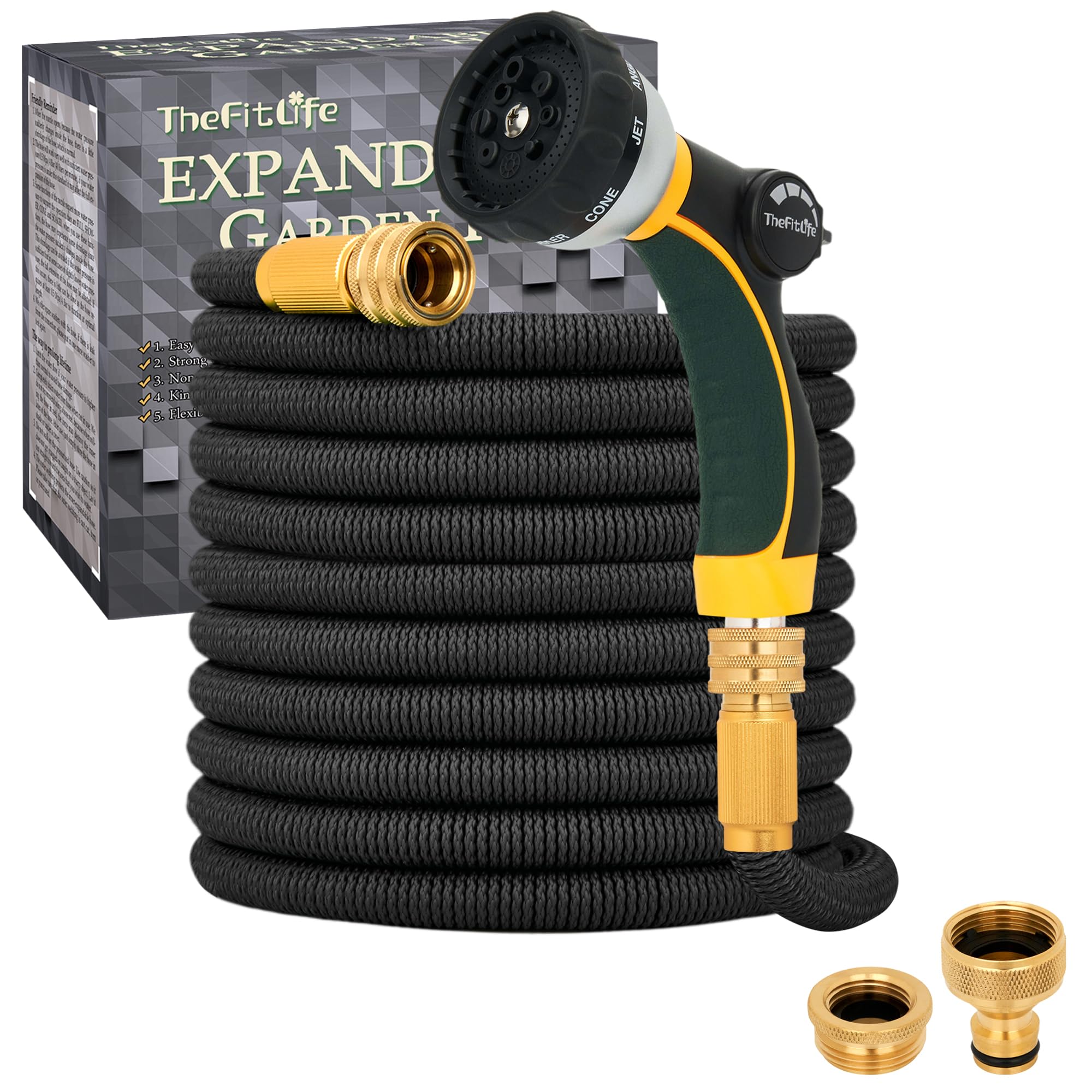 TheFitLife Expandable Garden Hose Pipe - Triple Core Latex and