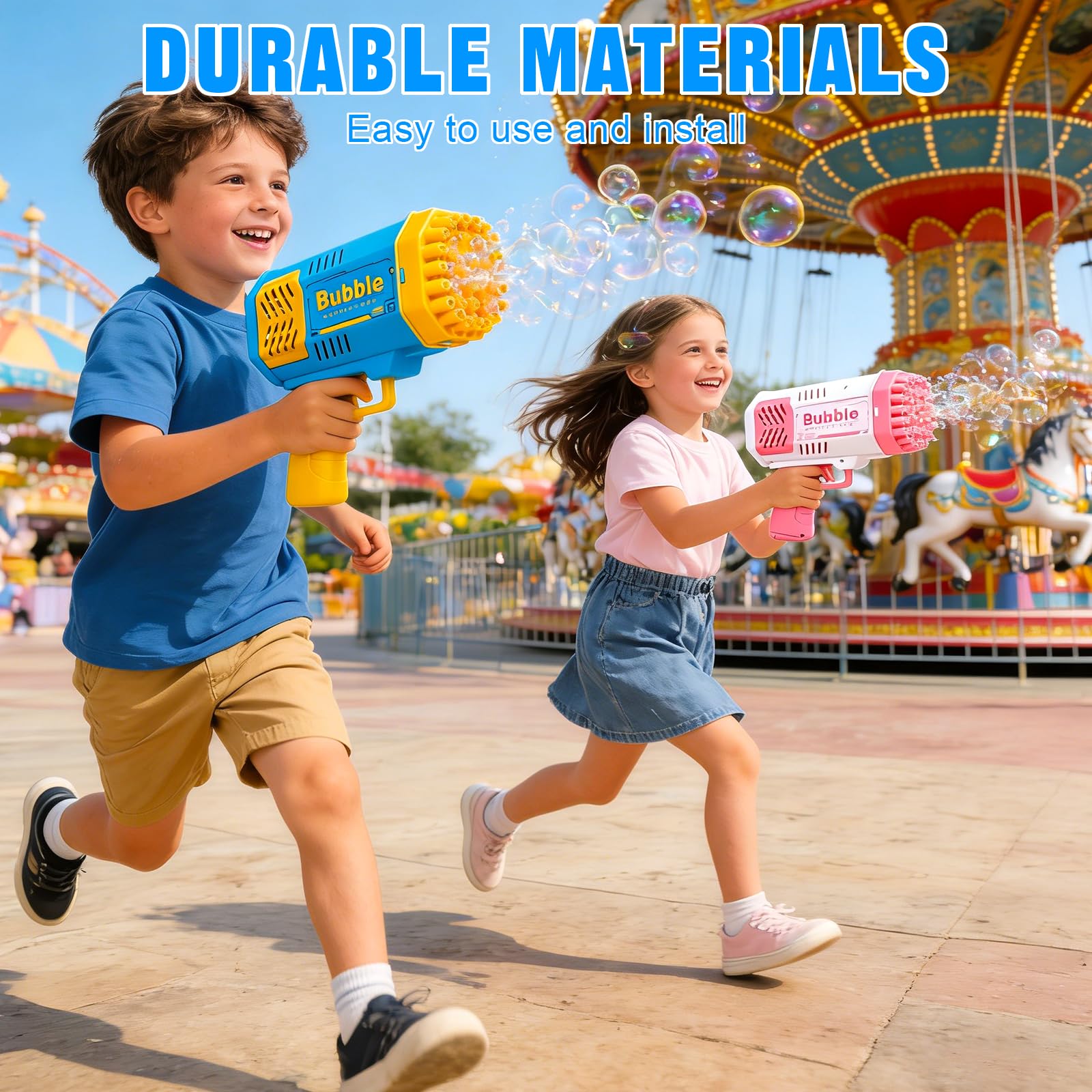 Pistola de Burbujas para Niños, Automática Máquina de Burbujas de Jabón 10000+ Pompas/Min, Máquina Automática de Burbujas Silencioso con Luces para Fiestas Verano Al Aire Libre Regalo Boda
