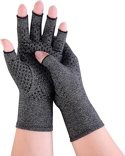 AovYoo Guantes de compresión para aliviar el dolor de artritis, guantes para ganchillo para túnel carpiano, guantes sin dedos para mujeres y hombres