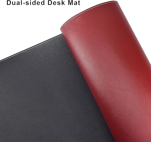 Miniatura 5 de Tapete de escritorio de piel sintética de 45.3 x 15.8 pulgadas, alfombrilla de escritorio de oficina de doble cara, alfombrilla de mouse grande,