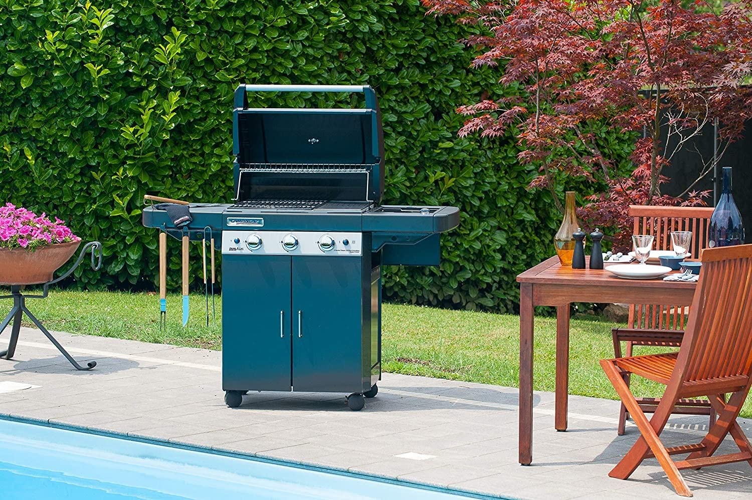 Campingaz 3 Series LS Plus Dual Gas Barbecue Gas, BBQ con 2 Grill, 3 Bruciatori in Acciaio Inox e 1 a Lato
