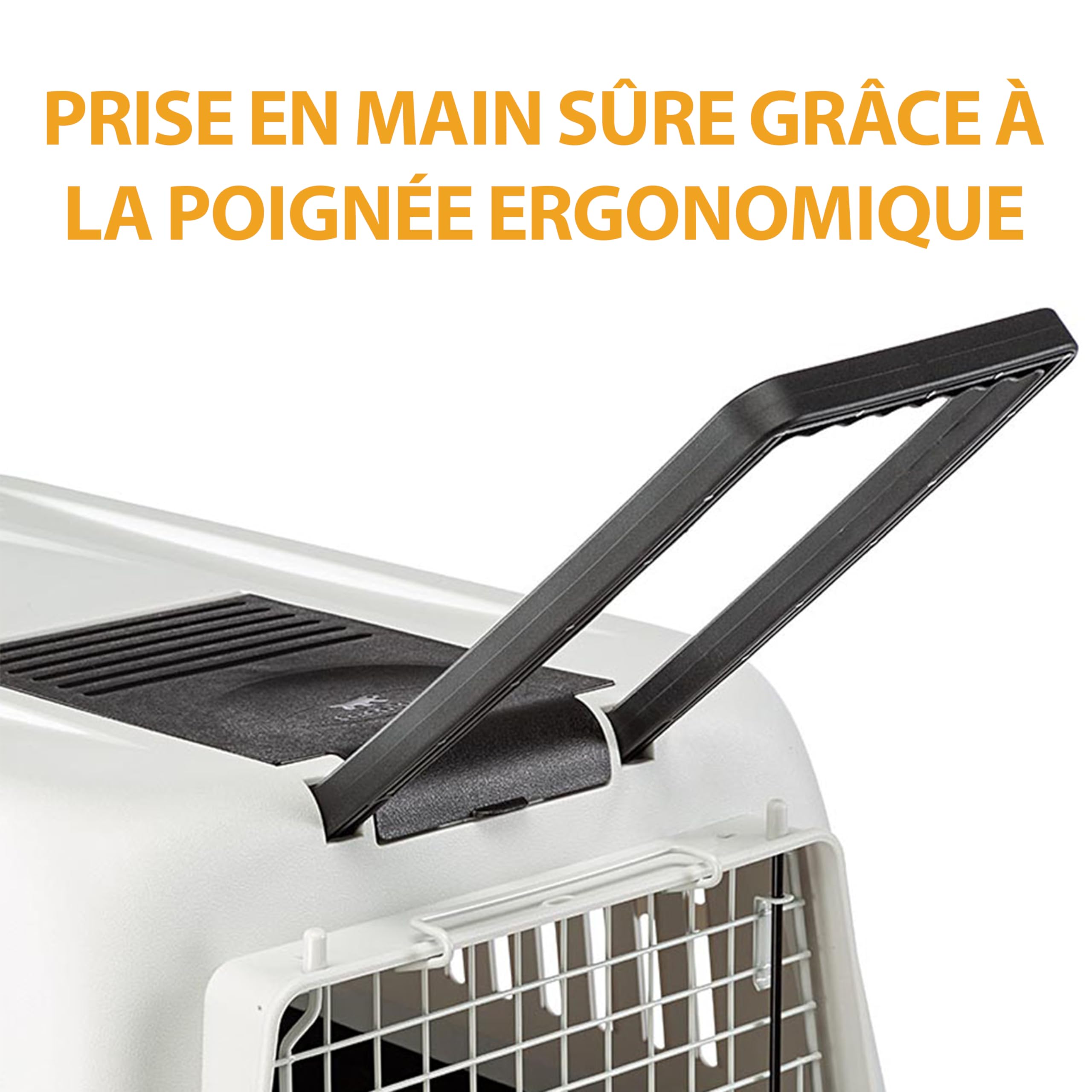 Panier de transport pour chiens de taille moyenne à grande ATLAS 50, avec écuelle et accessoires inclus, verrouillage de sécurité, grilles de ventilation
