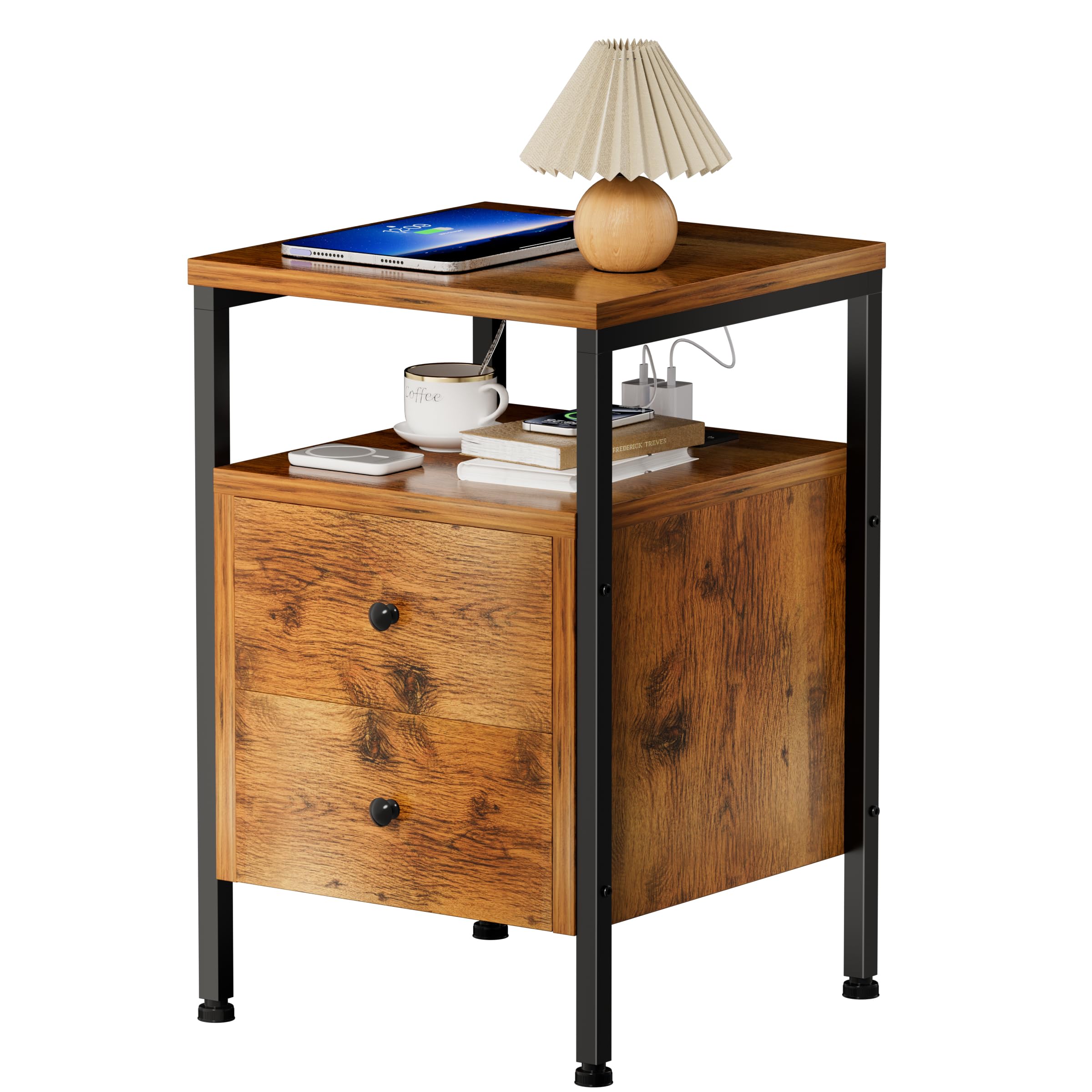 GipGiper Nightstand with Charging Station