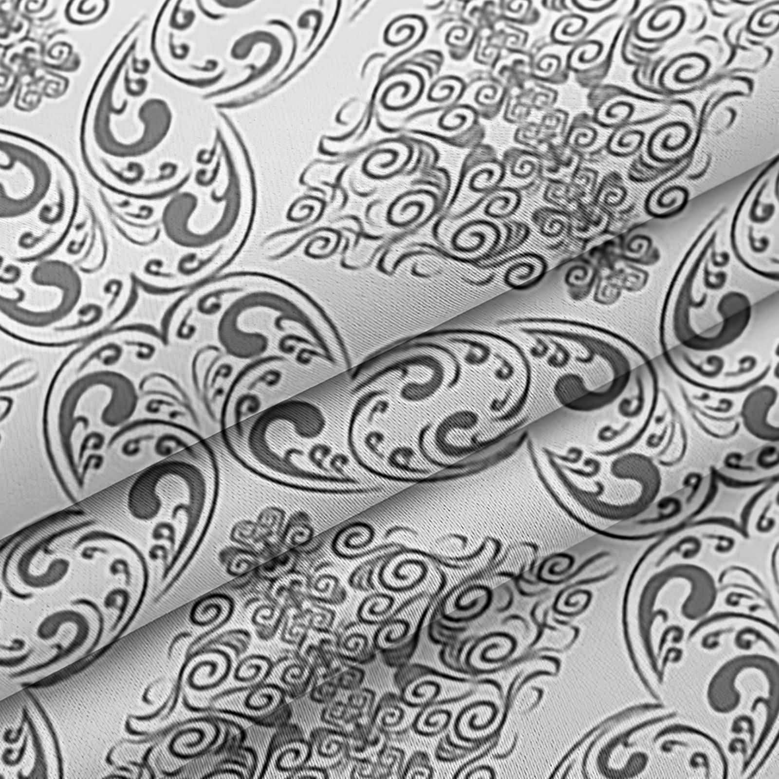 Rideau Occultant Imprimé Motif Vintage Blanc Gris, Rideaux Salon Chambre Isolation Thermique - Polyester -L 214 x H 244cm