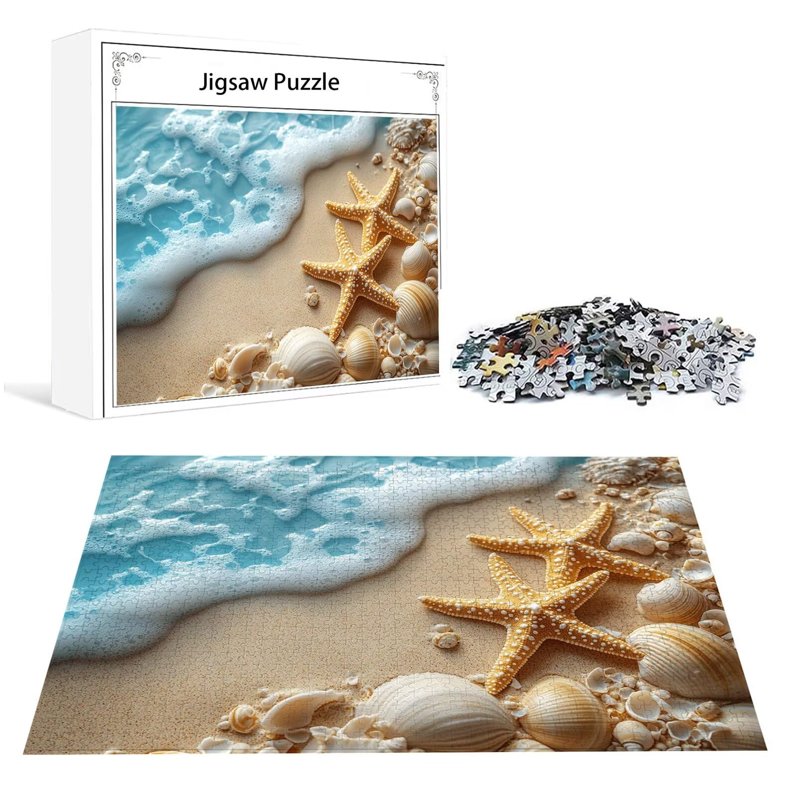 Plaża Puzzle 5000 sztuk Dorośli Rozgwiazda Klasyczne puzzle Panorama Trudno Niemożliwe Ogromna układanka Gra edukacyjna Wyzwanie Zabawka dla dzieci i dorosłych od 14 lat Prezent Mężczyzna Kobieta P