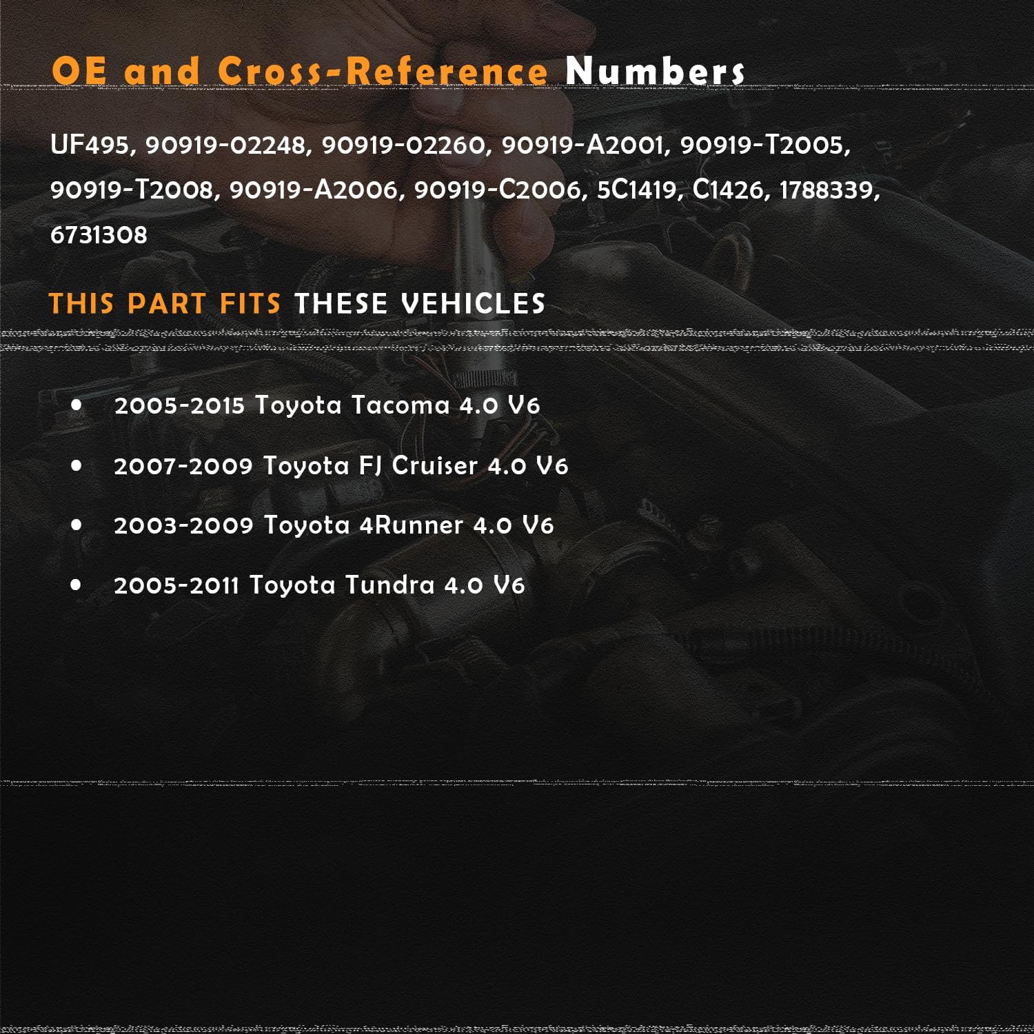 Set of 6 Upgraded Ignition Coil Pack and Spark Plug Fits for Toyota Tacoma 2005-2015, for Toyota FJ Cruiser 2007-2009, for Toyota 4Runner 2003-2009, for Toyota Tundra 2005-2011 4.0L V6 Replaces UF495