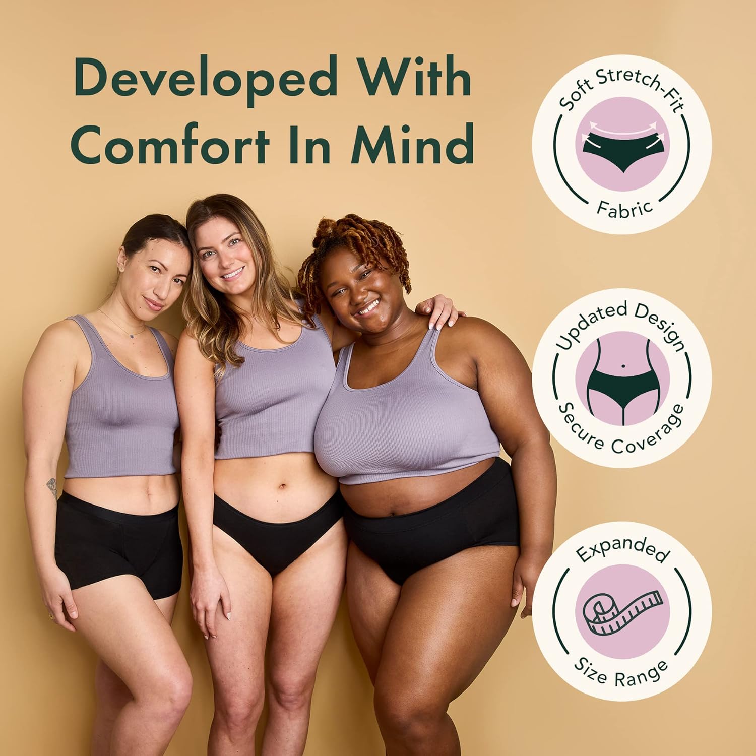 Rael Period Underwear for Women - Cotton Menstrual Panties, Leak Protection (S-XXL)
