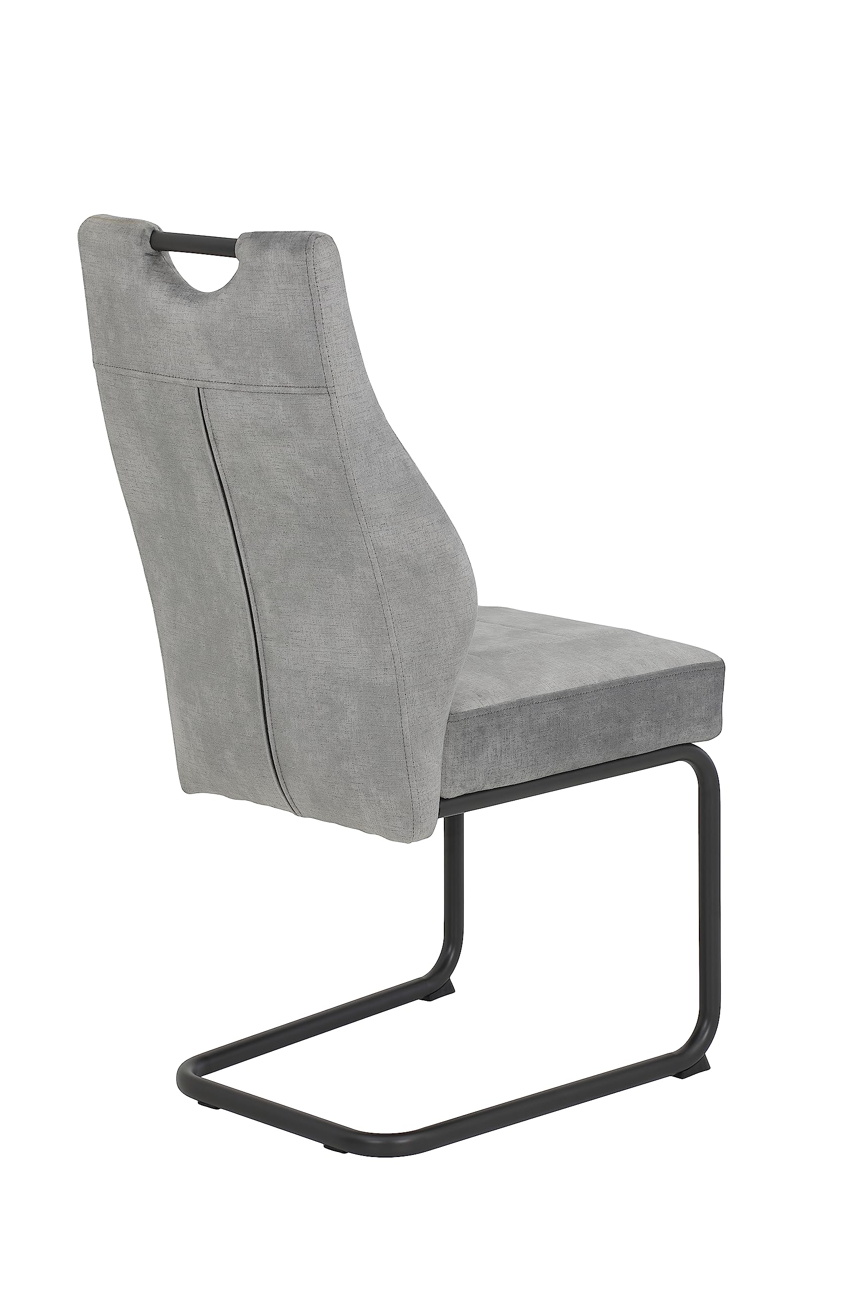 Hela Tische, 2er Set Esszimmerstuhl Schwingstuhl Linda, Mikrofaser Silber, Rundrohgestell grau, Komfortsitz Federkorb, 140kg belastbar