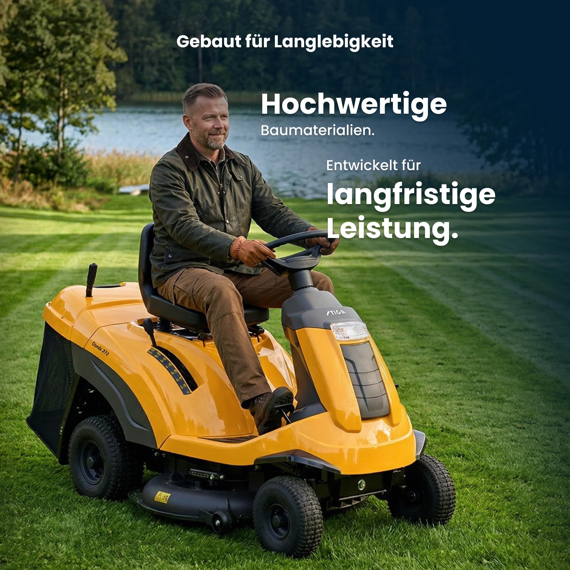 STIGA Combi 372 Aufsitzmäher, 414 cc, 72 cm, 170 L – Hydrostatisches Getriebe, Mulchfunktion – Rasenflächen bis 2.500 m²