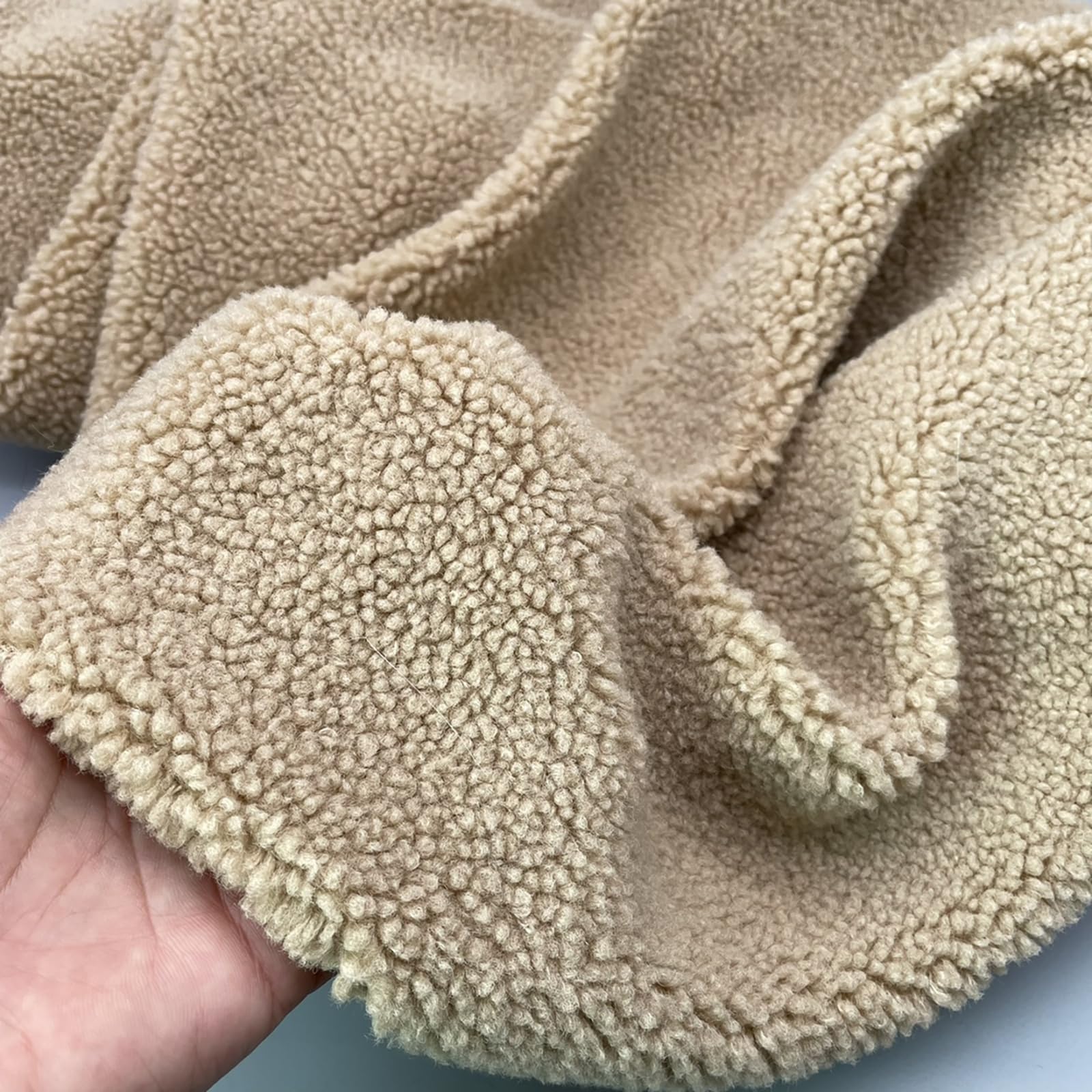 Cuddly Sherpa Fleece Lining Fabric Thick Faux Plush Fur Fabric for DIY Sewing Crafts Coat Costume Thermal Lined Material Pillow Rugs(Color:tan)