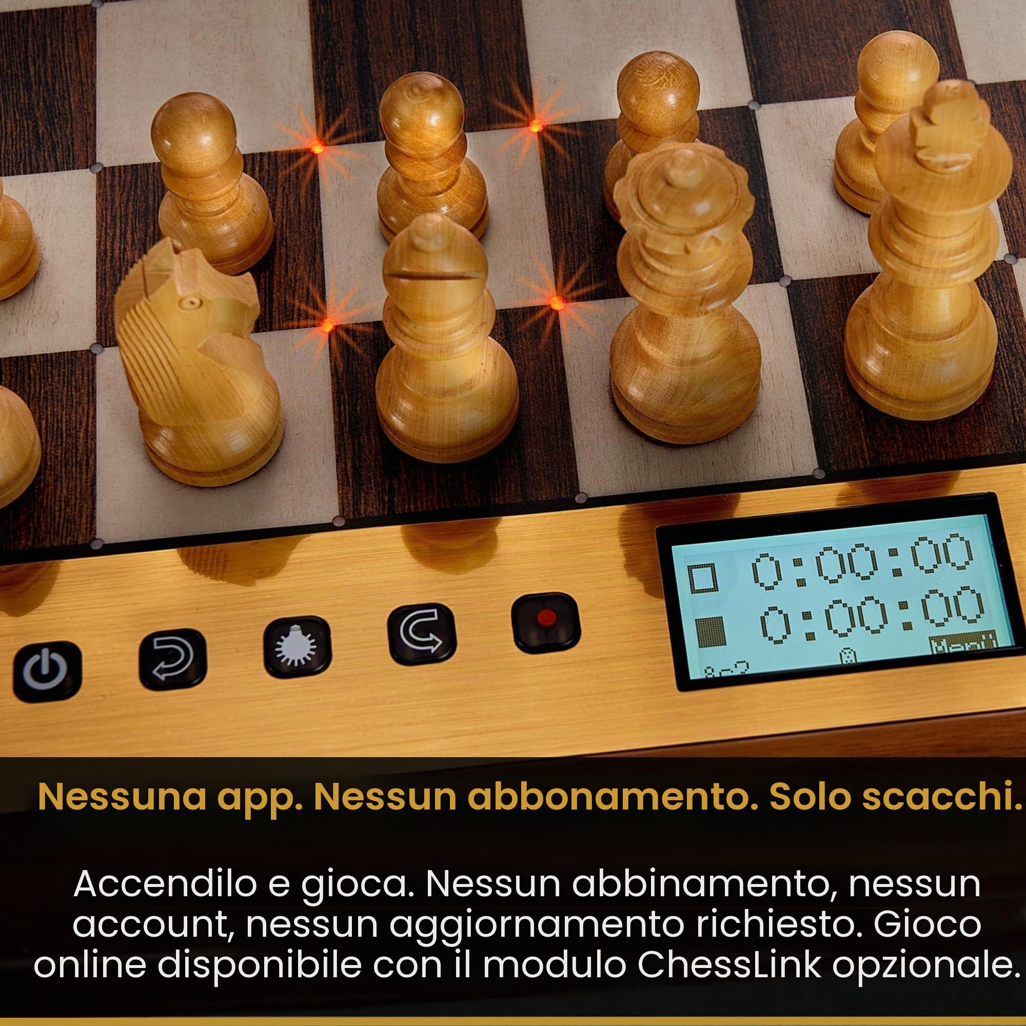 MILLENNIUM The King Performance M830: computer per scacchi dall'estetica raffinata in legno, facile da usare, con funzionalità versatili e regolazione automatica del livello di gioco