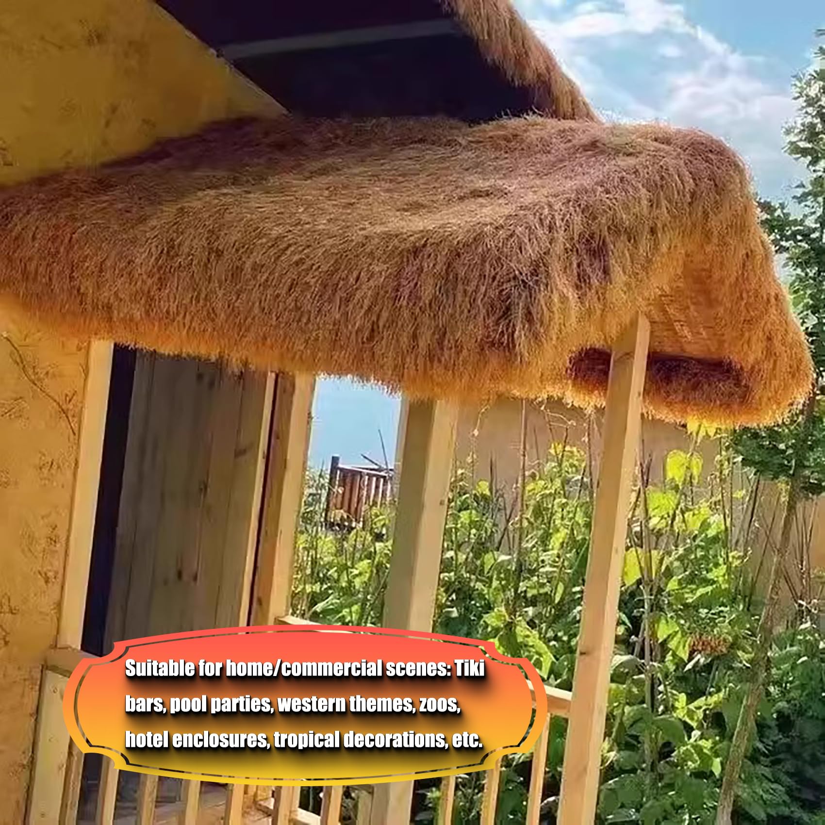 Tappeto di Paglia Artificiale Realistico - Resistente ai UV & Antifiamma - Materiale PE/PP Resistente per Tetti, Recinzioni, Eventi - Impermeabile e Facile da Installare(Size:100cm*20m(39.4in*65.6ft))