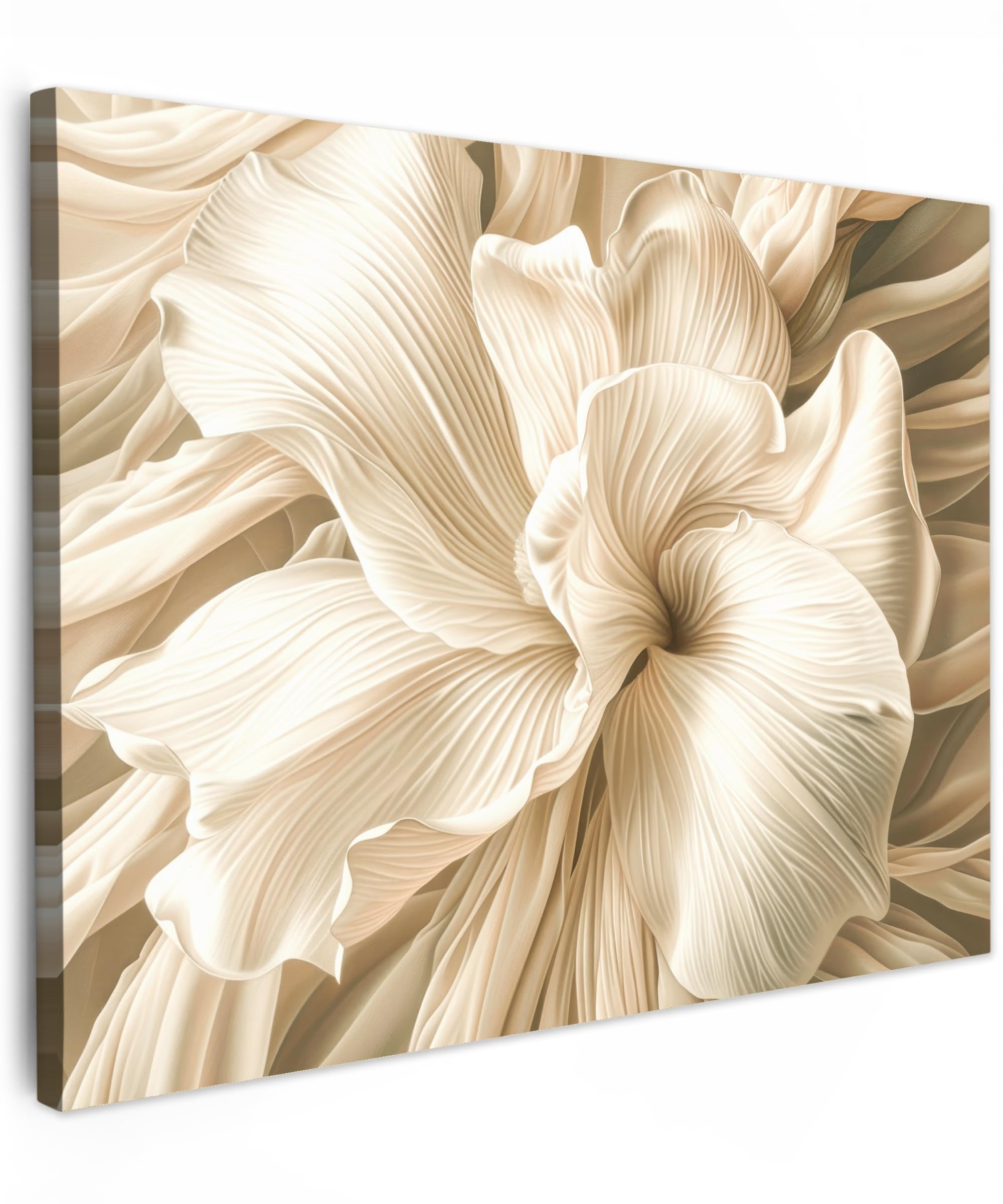 MuchoWow© Canvas Wall Art 31"x24" / 80x60 cm Decor Paintings Print framed on Canvas Pictures for Hallway Beige - Flower - Pattern