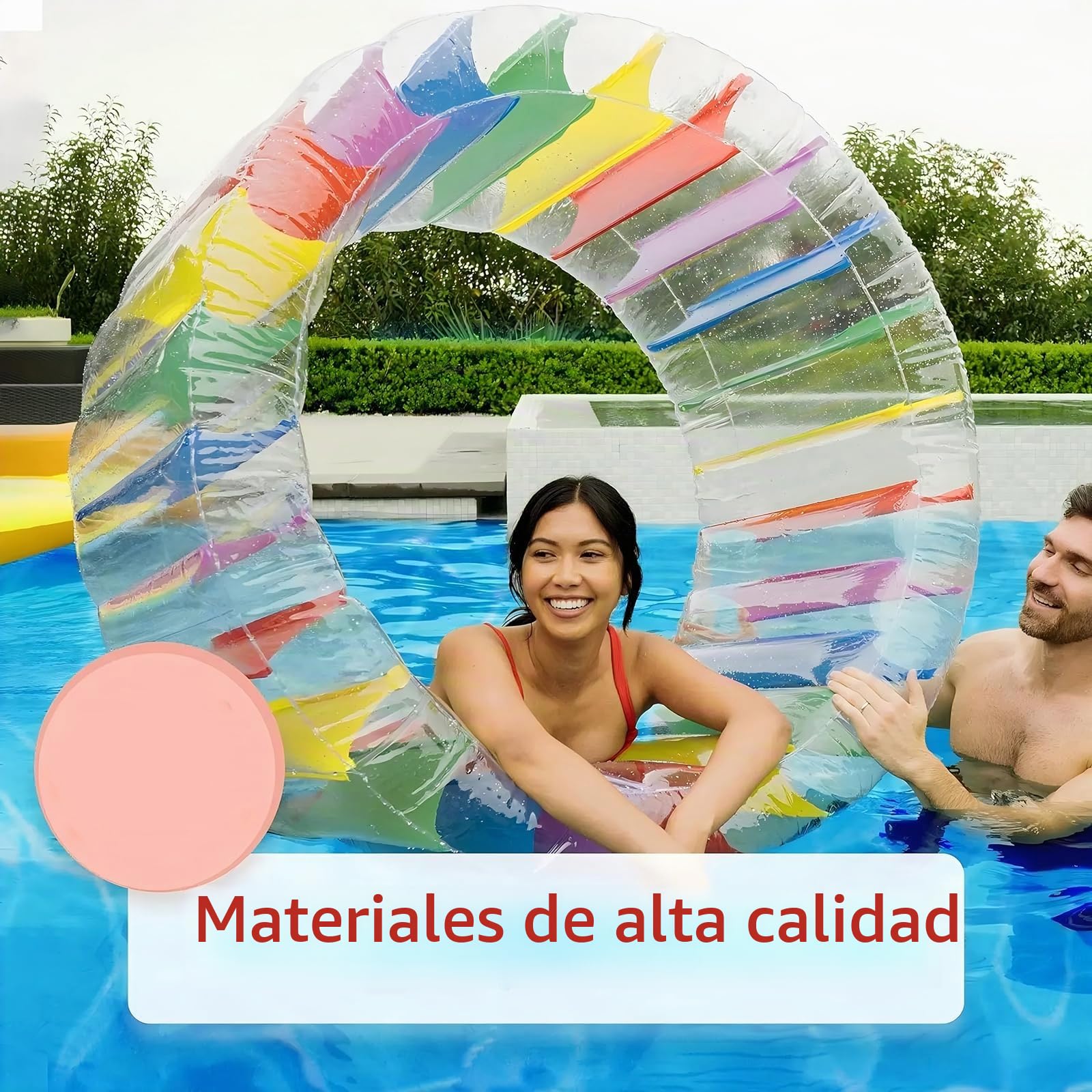 120CM Rueda Hinchable de Agua, Flotador Adulto para Piscina y Playa, Rodillo Inflable Gigante, Colchoneta Piscina, Barca Hinchable para Niños