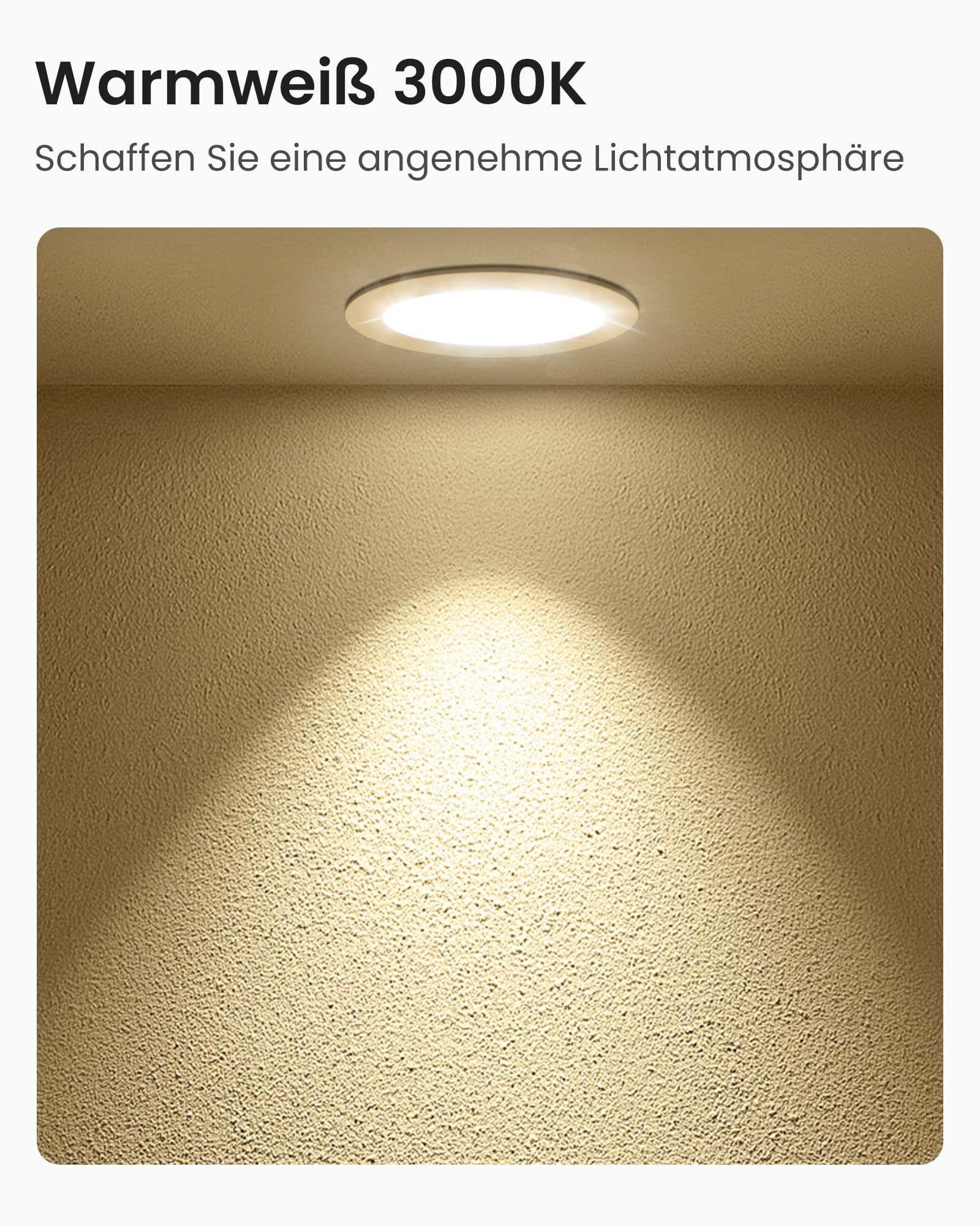 ALUSSO® LED Einbaustrahler 230V Ultra Flach 9W 690LM LED Spots Badezimmer, 3000K Warmweiß Deckenspots IP44 Einbauleuchten für Wohnzimmer Küche, Durchmesser 145MM, Lochmaß 120-130MM, 6er Set