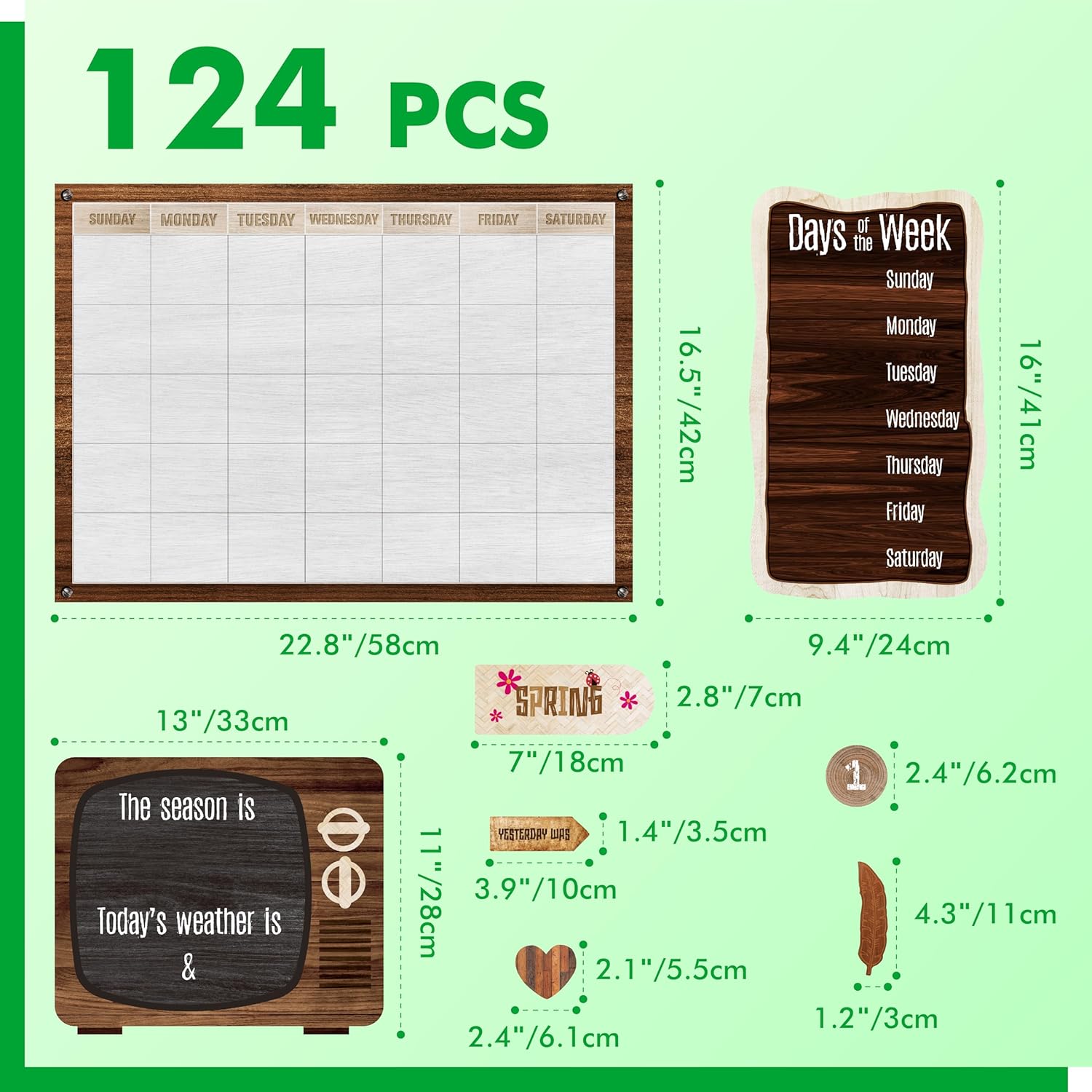 124PCS Calendar Bulletin Board Cutouts, Season/Weather/Holiday/Month/Week Bulletin Board Decors Industrial Chic Style Wall Decor for School Classroom Home Teachers Students 3 81Vqu2FcusL. AC SL1500