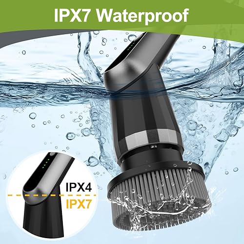 Miniatura 7 de WKY - Limpiador eléctrico giratorio - Limpiador de ducha impermeable IPX7 10 en 1, mango retráctil y 2 velocidades para inodoro, baño, bañera,