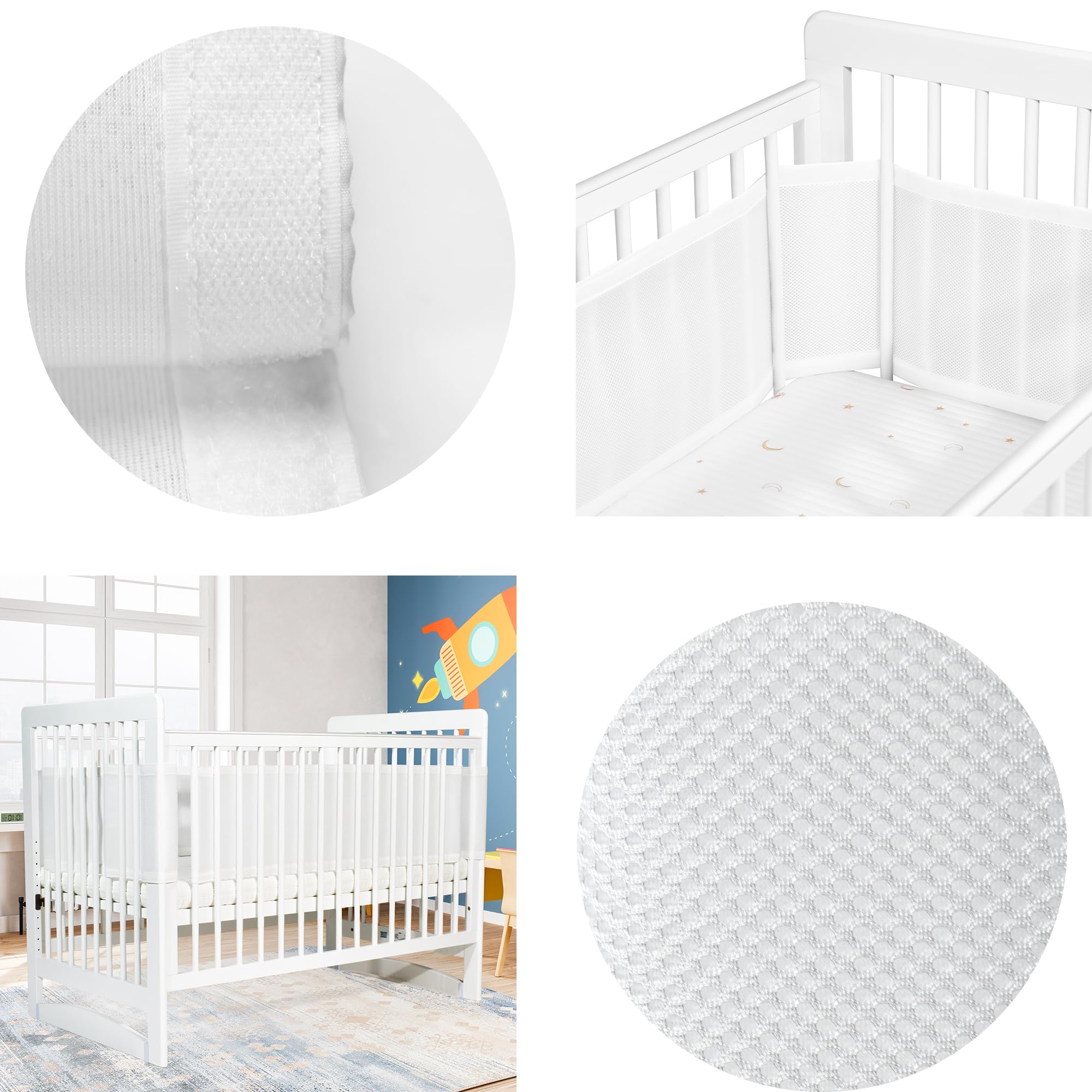 Sageky- Breathable mesh baby bed rail pad, removable and machine washable - Image 4