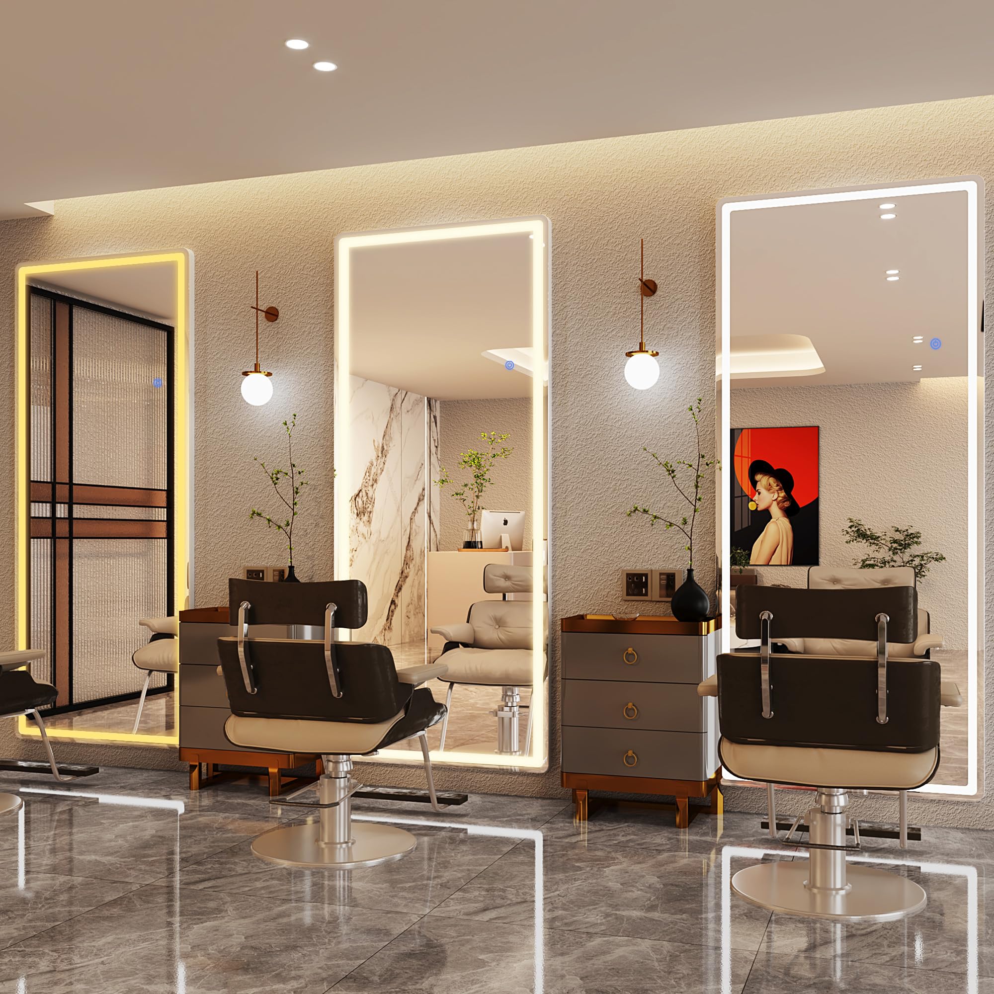 Antok LED Full Length Mirror, 71" x 28" Lighted Floor Standing LED Mirror Full Length,Hanging Mirrors with Stand Free Standing Floor Mirrors for Bedroom (Rect): 71"L x 28"W Rect Style White