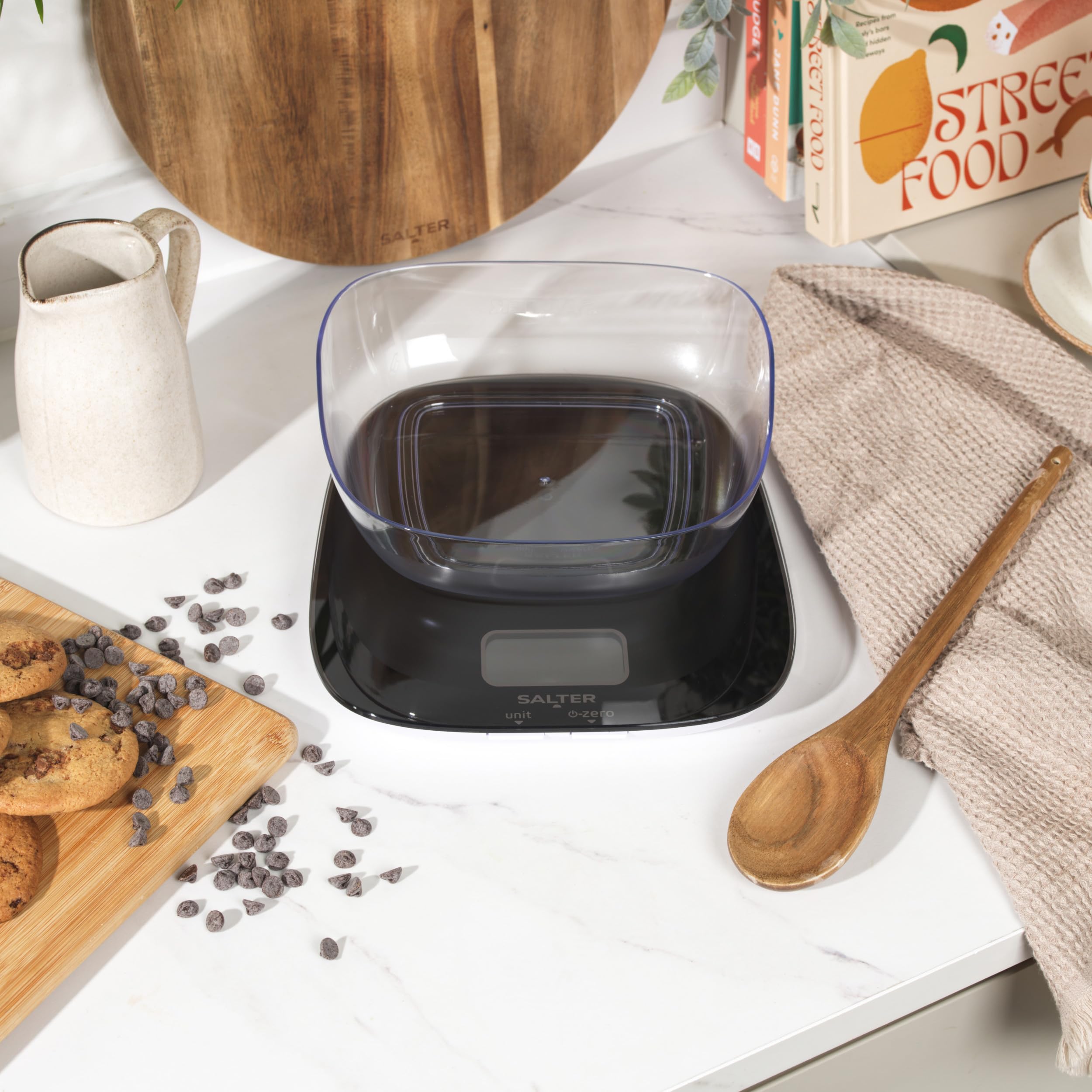Salter cyfrowa waga kuchenna o dużej pojemności z miską 1,5 l, 20 kg