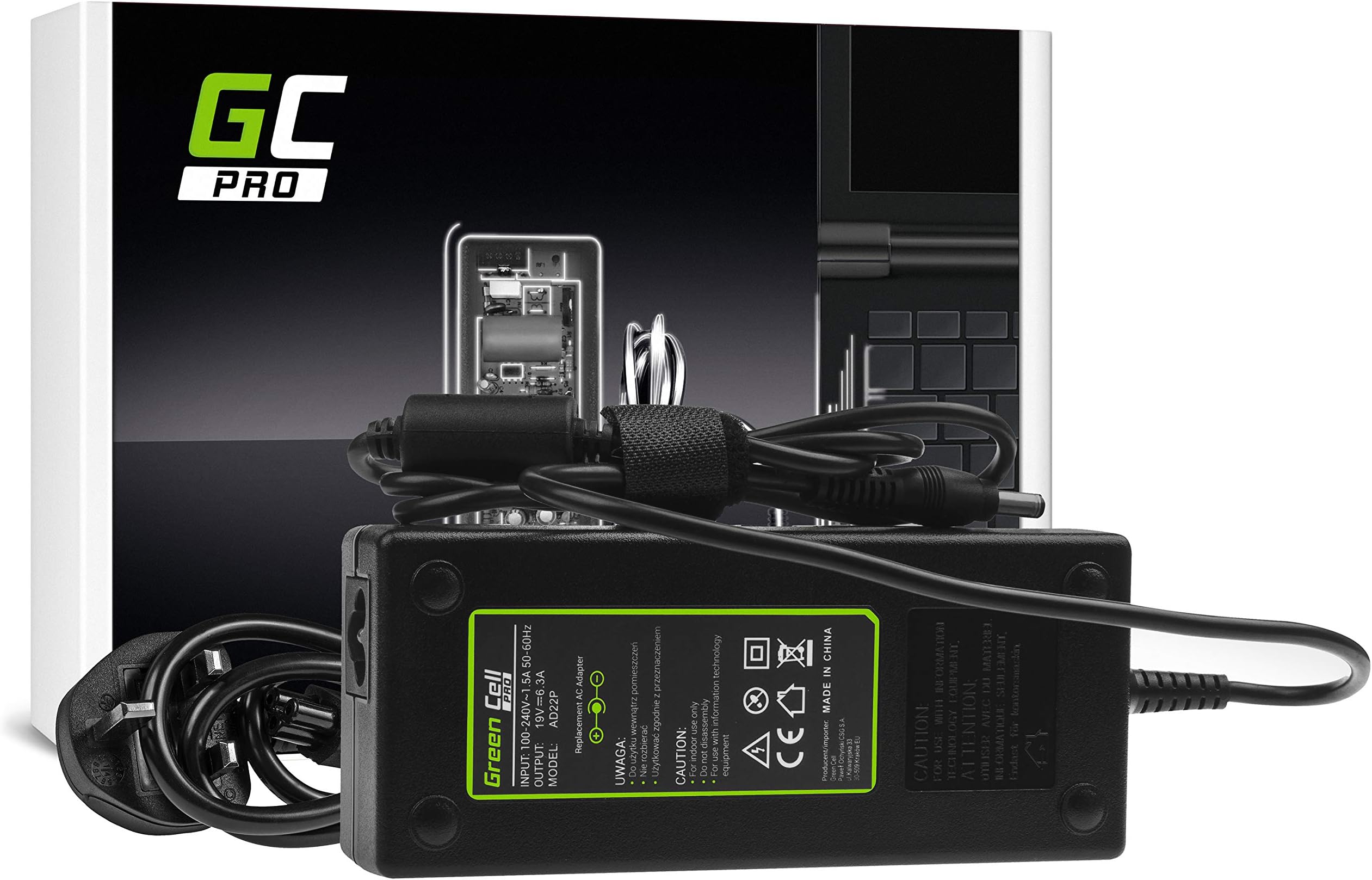 GC PRO AC Adapter for Toshiba Satellite P300D-215 P300D-21M P35-S6051 P35-S6052 Laptop Notebook Charger Power Supply (19V 6.3A 120W)