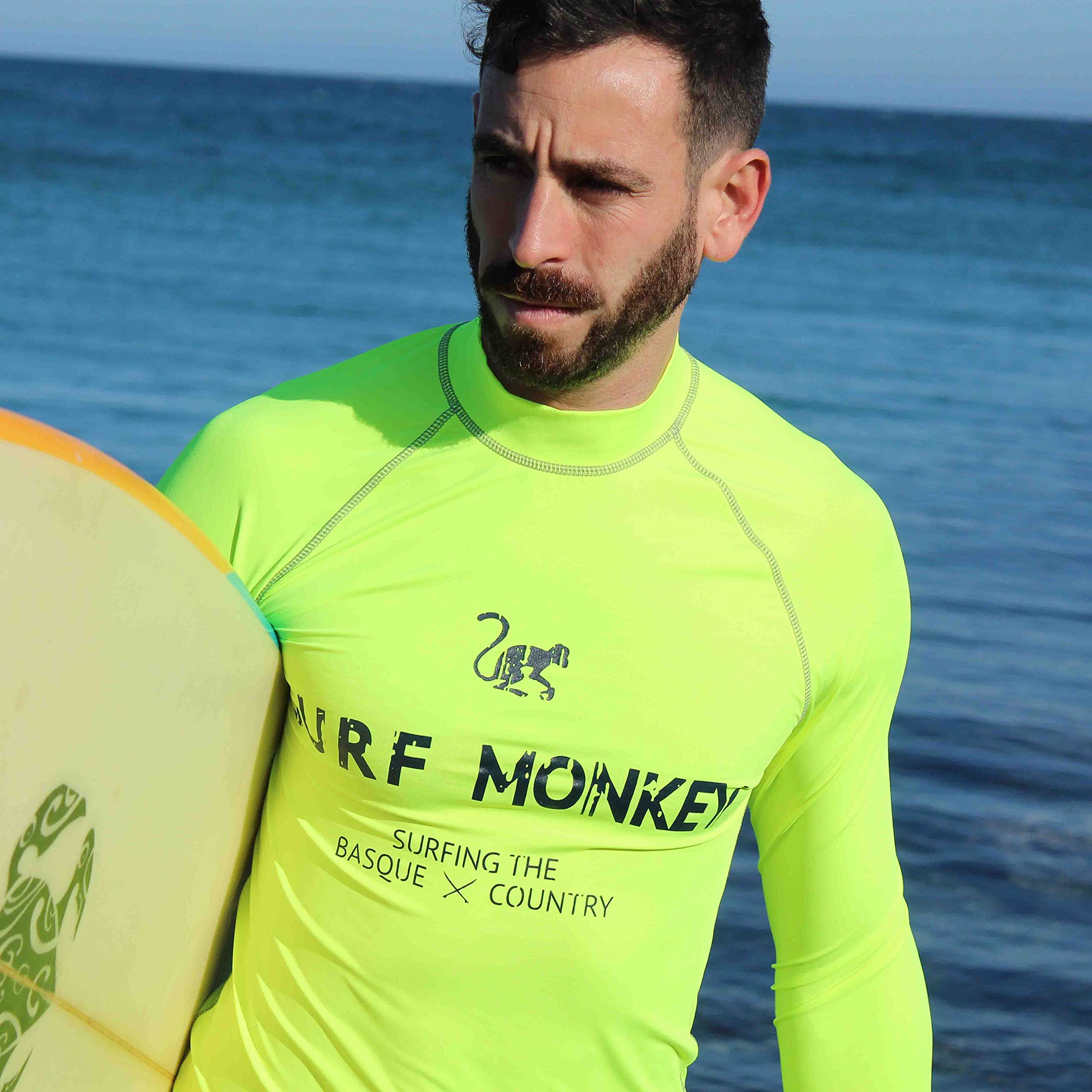 UPF50 Sun Protection, T-shirt à manches longues pour homme Surf Monkey - Tissu recyclé