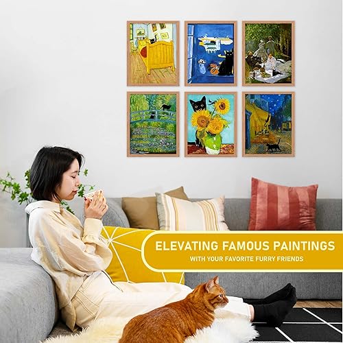 Miniatura 3 de Decoración de habitación de gato negro  Póster de gato negro famoso, póster de Van Gogh de gato negro  Lindas decoraciones de gato negro, decoración