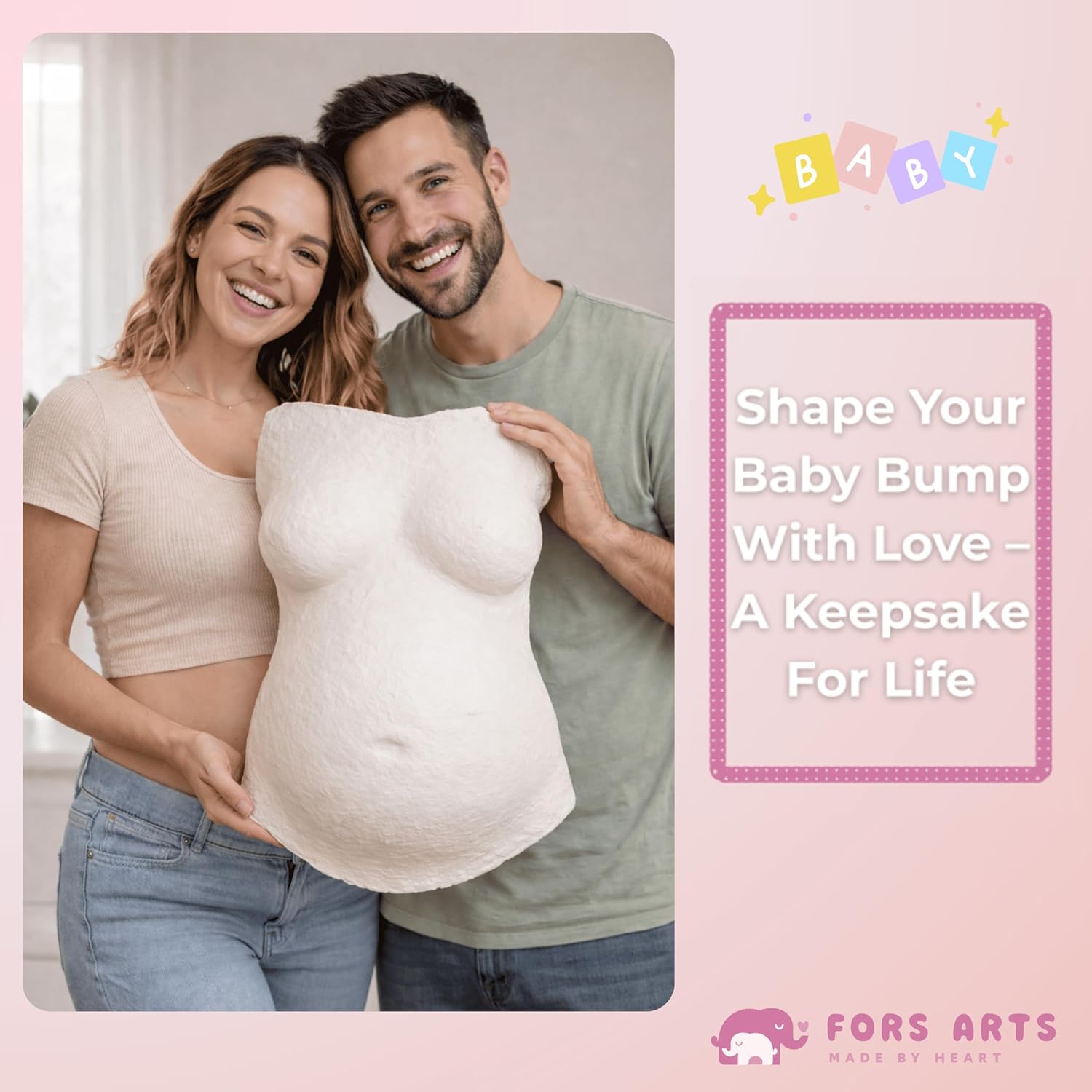Belly Casting Kit Pregnancy - Easy DIY Belly Cast Plaster Kit with 6 Plaster Rolls & Accessories, Baby Bump Keepsake, Maternity Belly Cast, Pregnant Molding Kit, Baby Gift for Expecting Moms