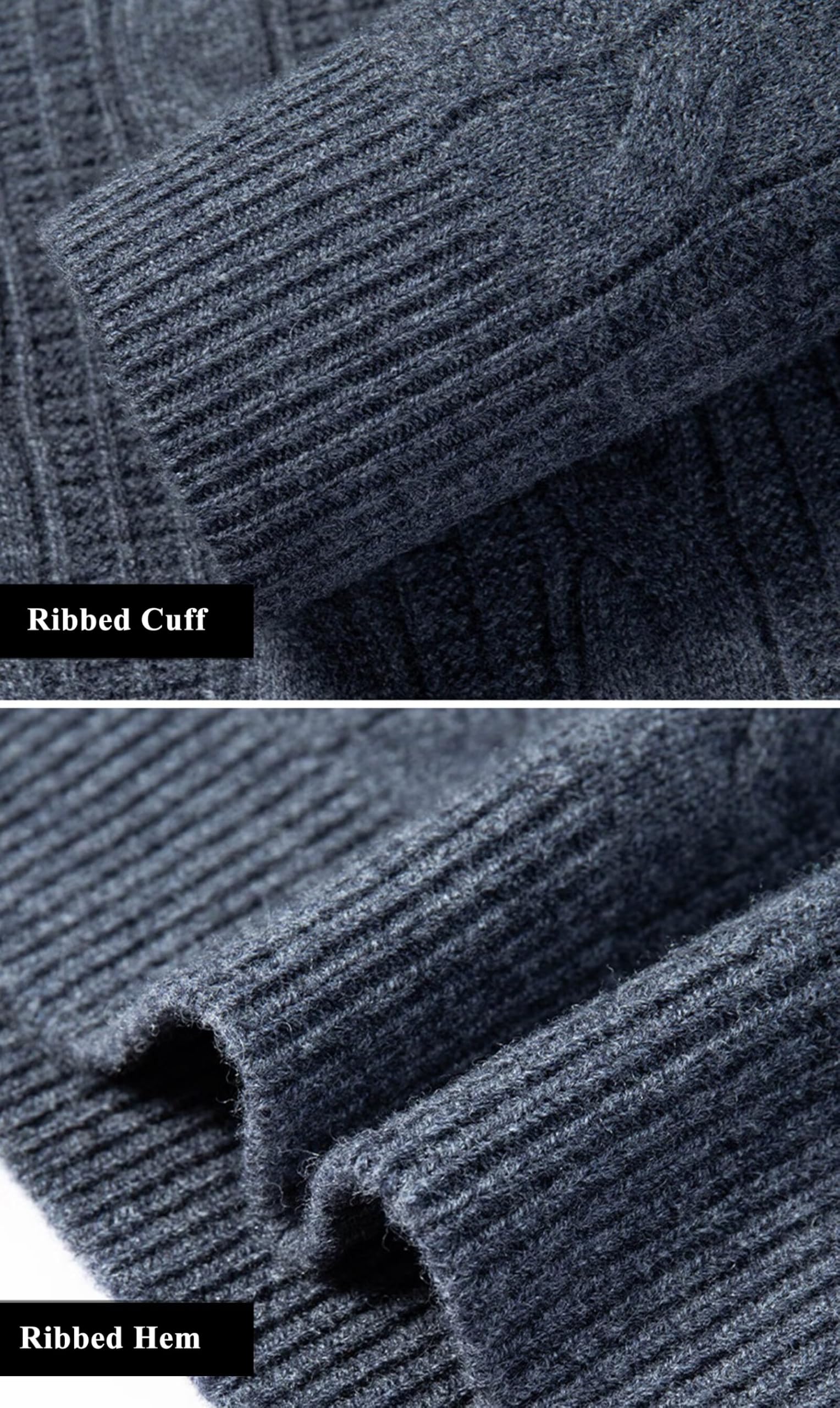 HNVAVQ Maglione a Trecce Uomo 100% Cashmere Girocollo