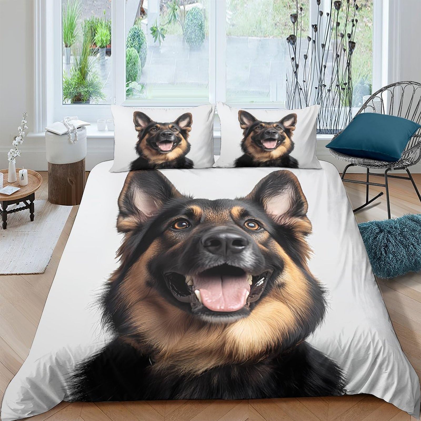 Ctjqhvkz Style-7 3D Printed German Shepherd Fitted Sheet Microfiber Soft Breathable Dog Pattern Bed Sheet For Bedroom Guest Room Decor Single（135X200cm）