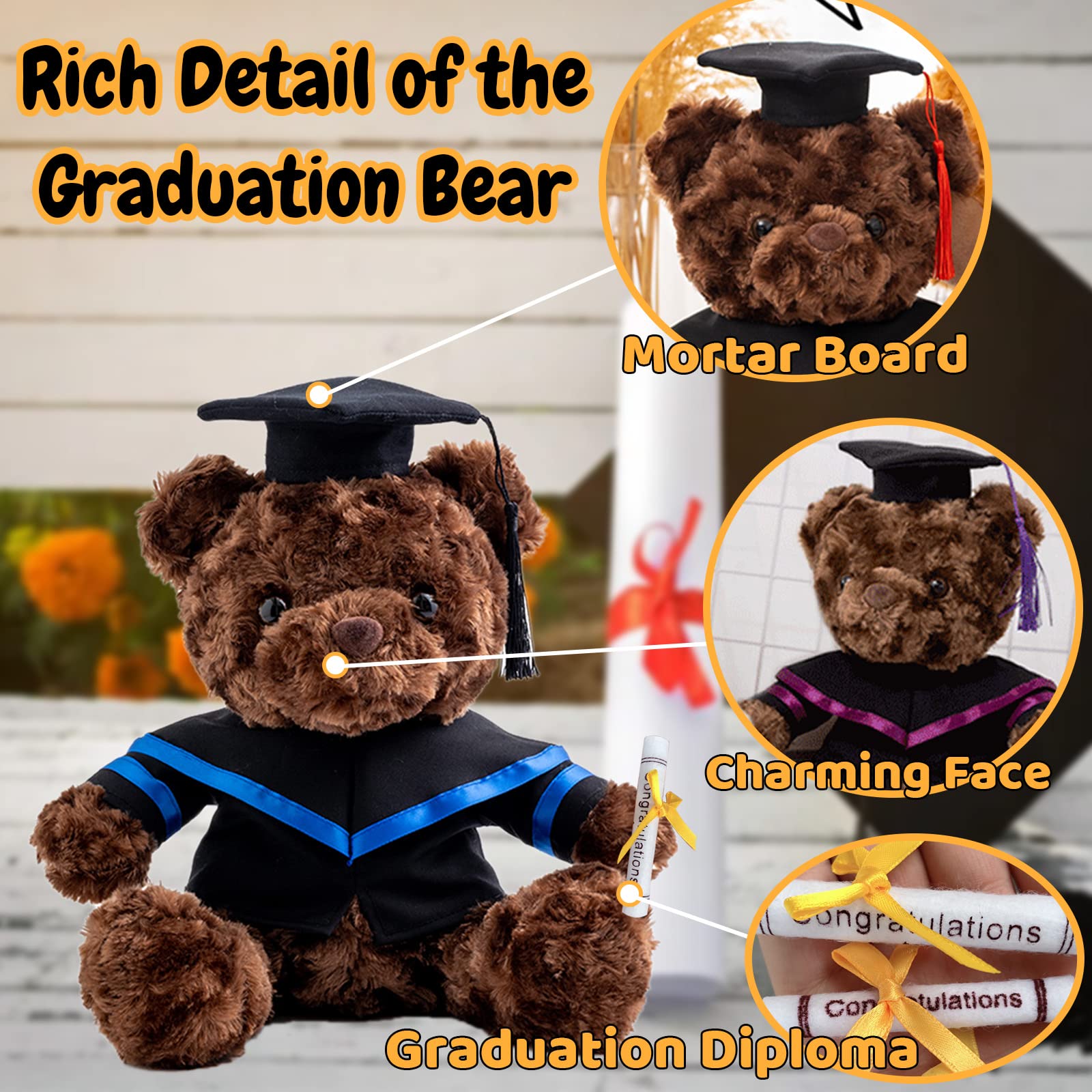 Personalized Graduation Teddy Bear - Custom Text, Class Of 2025, With Cap & Diploma, Graduation Gift - View #11