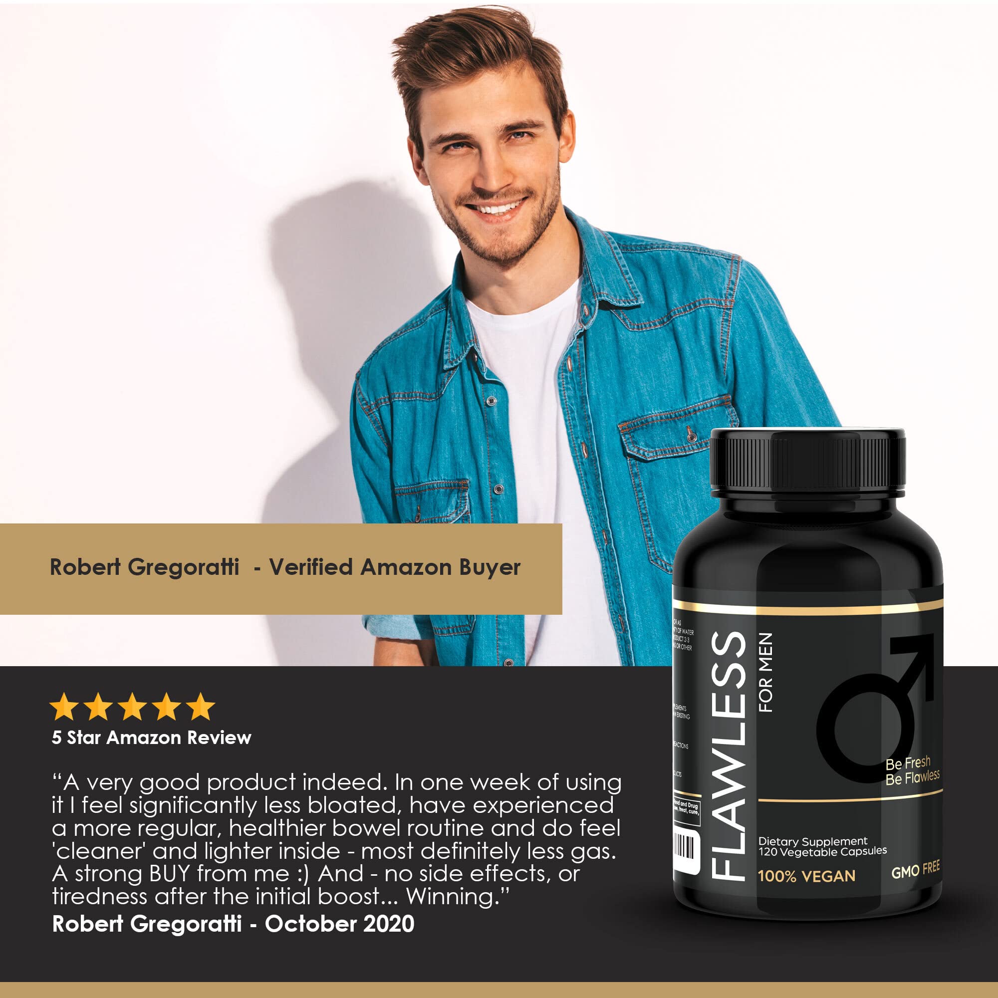 Buy FLAWLESS FOR MEN FIBRE SUPPLEMENT 120 Capsules 1470mg Psyllium Husk