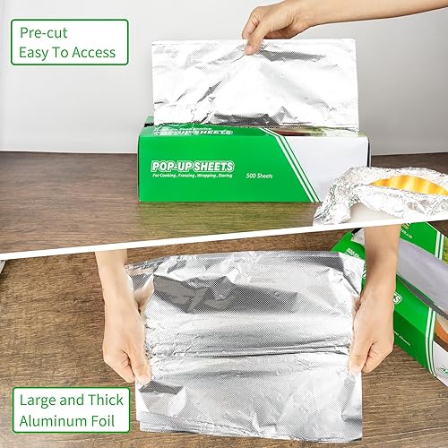 Miniatura 6 de Hojas de papel de aluminio, envolturas de papel de aluminio precortadas, 500 hojas, 12 x 10.75 pulgadashoja, hojas de papel de aluminio entrelazadas