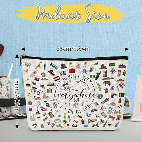Miniatura 2 de Regalos de viaje para mujer  Bolsa de maquillaje de regalo de viaje del mundo, I Haven't Been Everywhere But It's on My List Bolsa de cosméticos con
