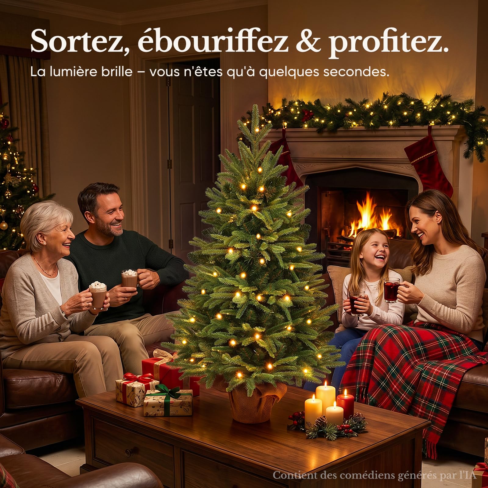 Hokeeper Sapin de Noël artificiel de 120 cm | Sapin de Noël artificiel en pot - Pour l'intérieur et l'extérieur - Branches réalistes en polyéthylène