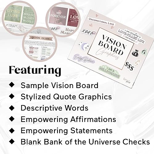 Miniatura 6 de Lovet Planners Vision Board - Libro gráfico para manifiesta tus sueños con impresionantes imágenes, imágenes prediseñadas y gráficos para tu libro